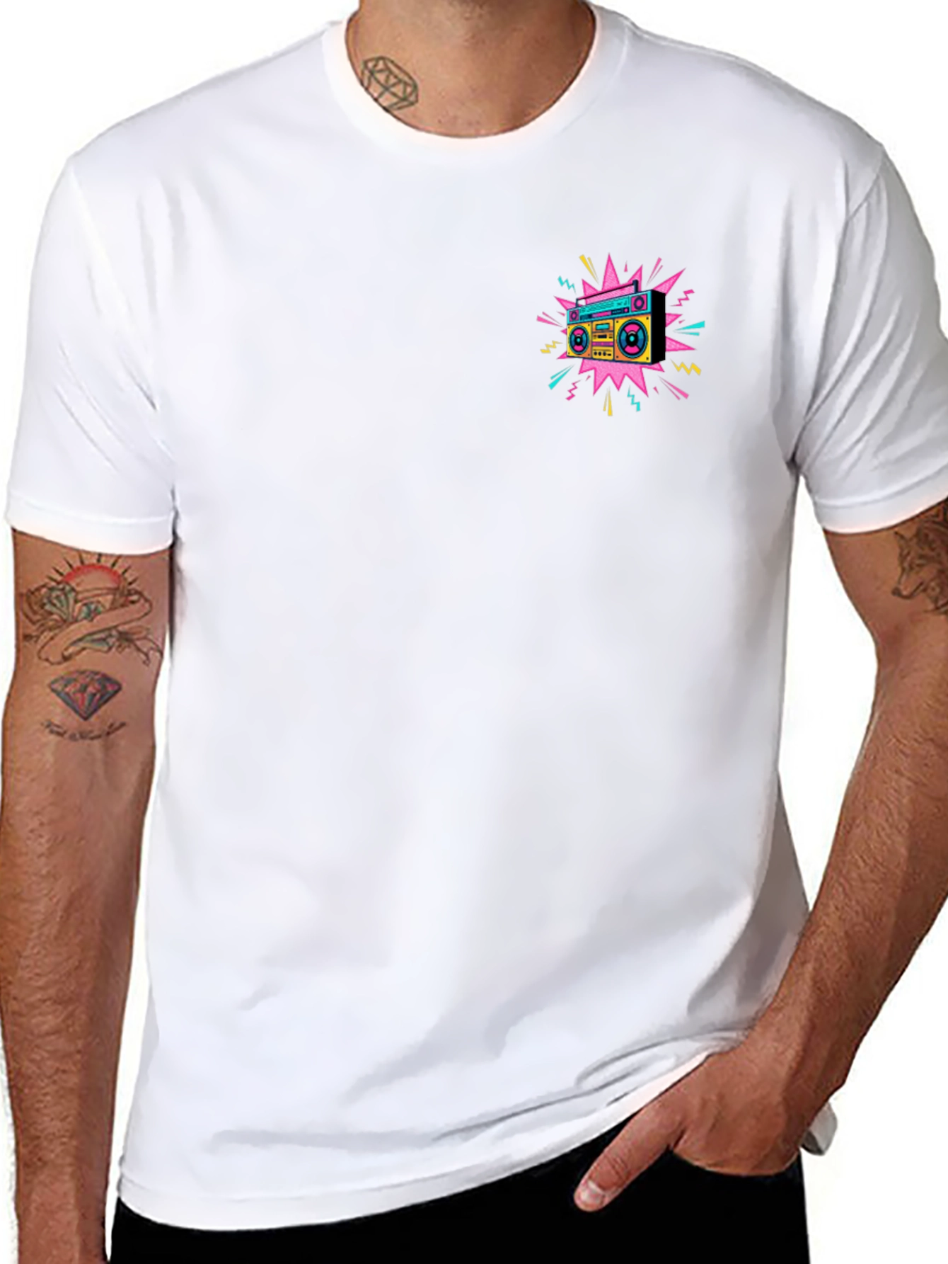 Retro Boombox Graphic Tee - Black