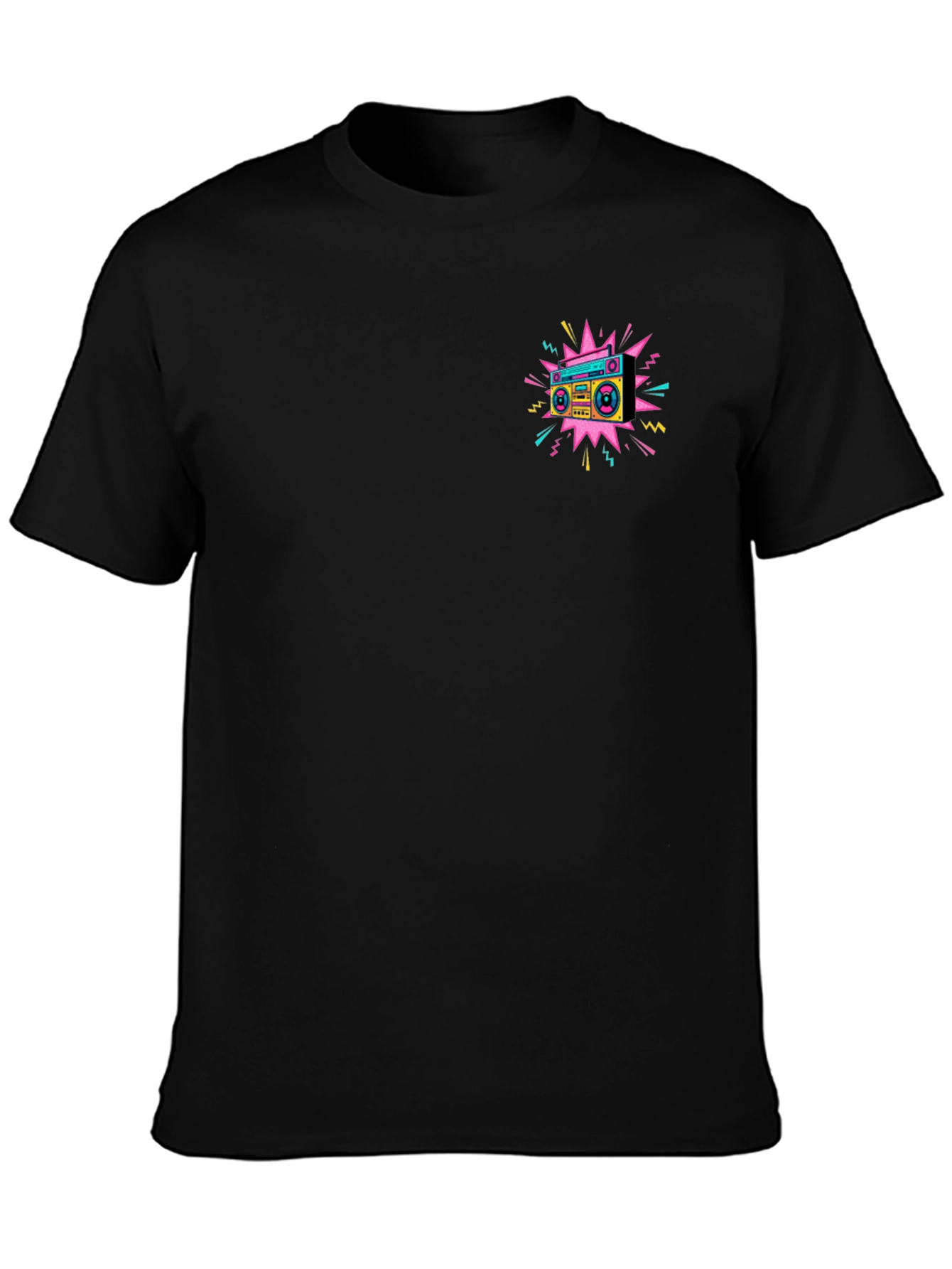 Retro Boombox Graphic Tee - Black