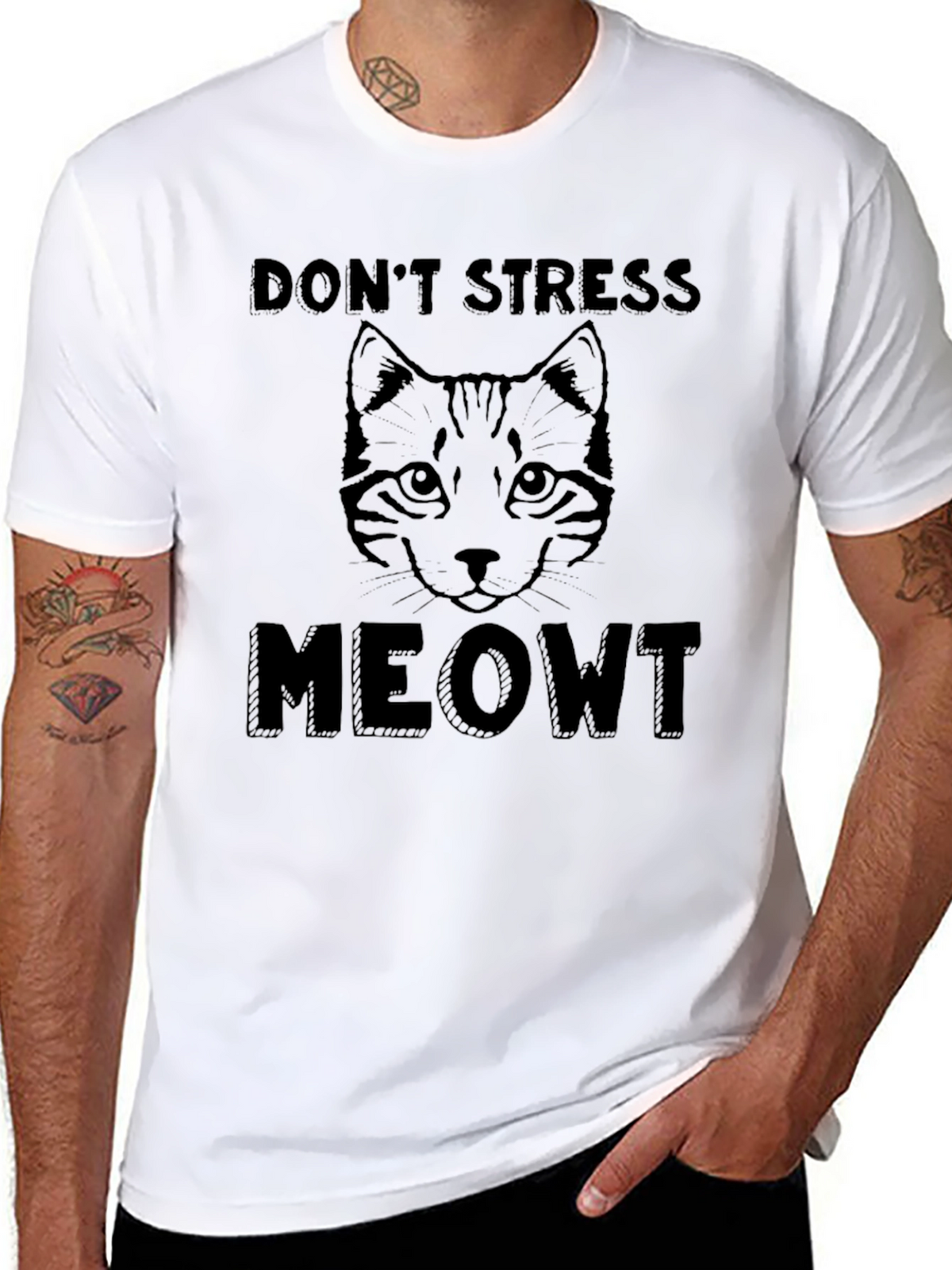 Dont Stress Meowt Cat Graphic T-Shirt