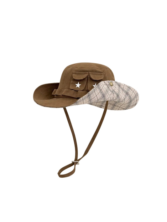 Stylish Outdoor Cowboy Bucket Hat with Star Pattern - Sun Protection for Women