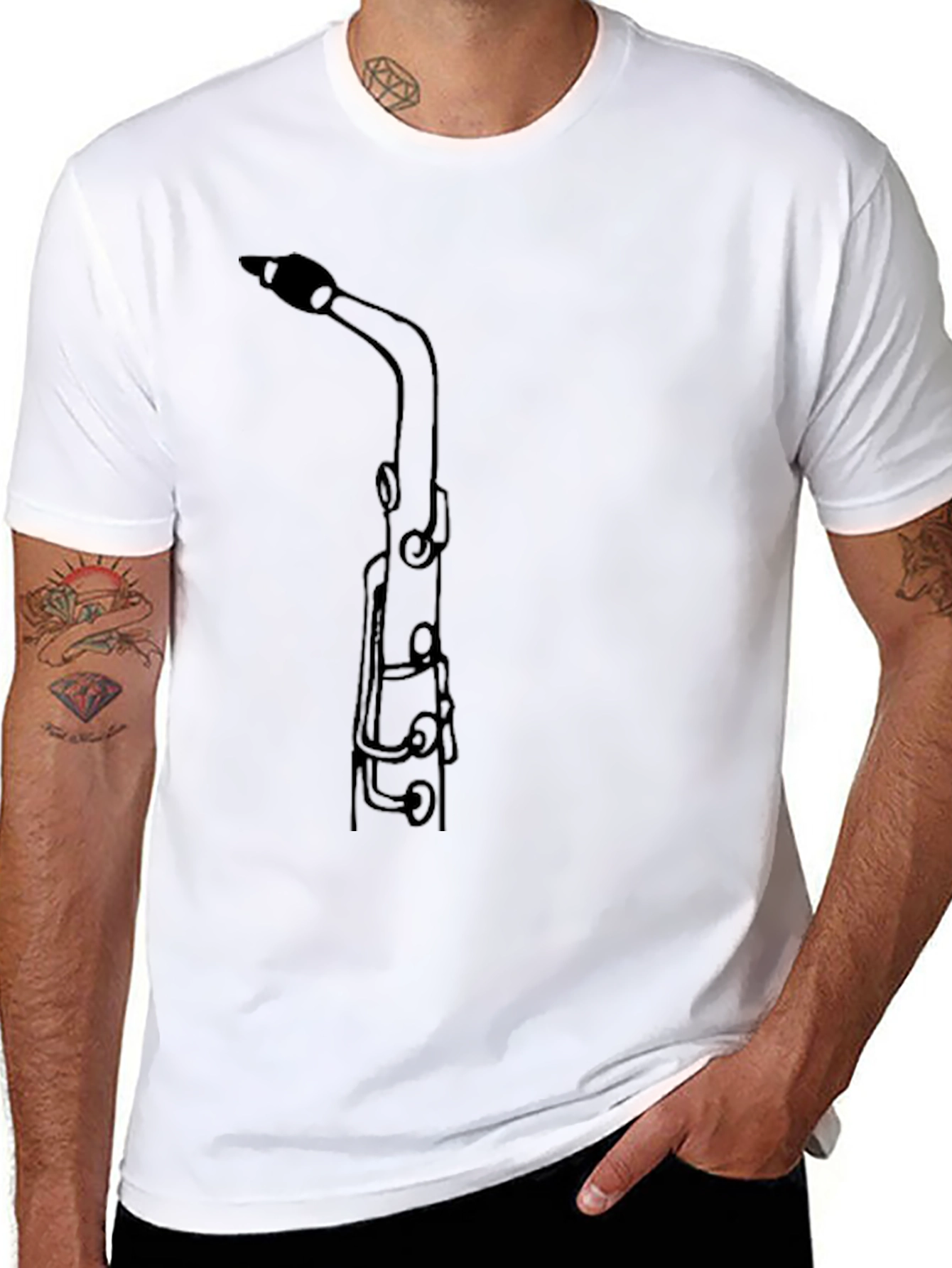 Saxophone Outline Graphic T-Shirt