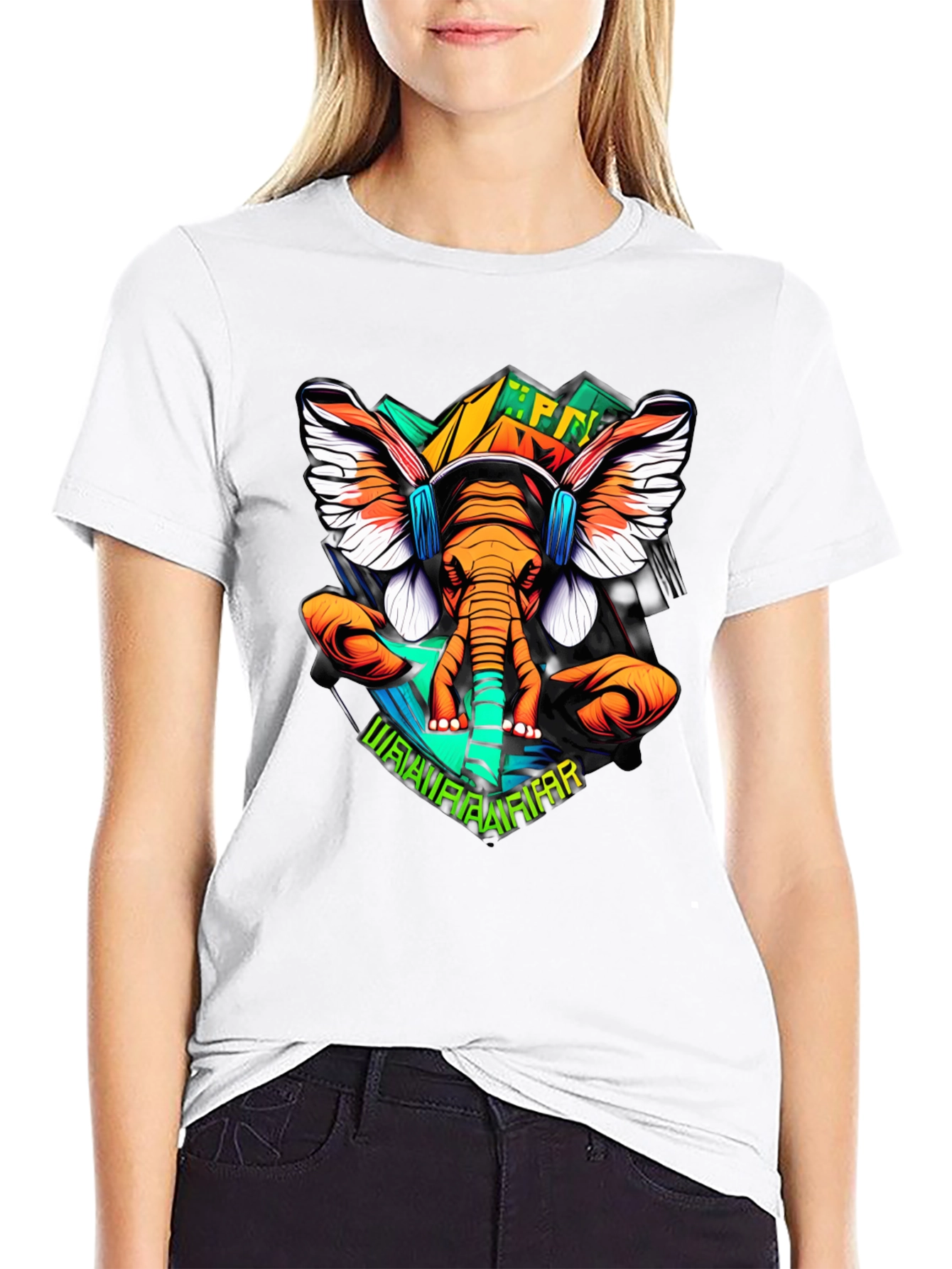 Elephant DJ Graphic Tee - Black