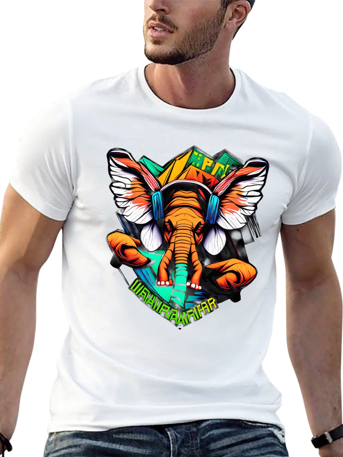 Elephant DJ Graphic Tee - Black