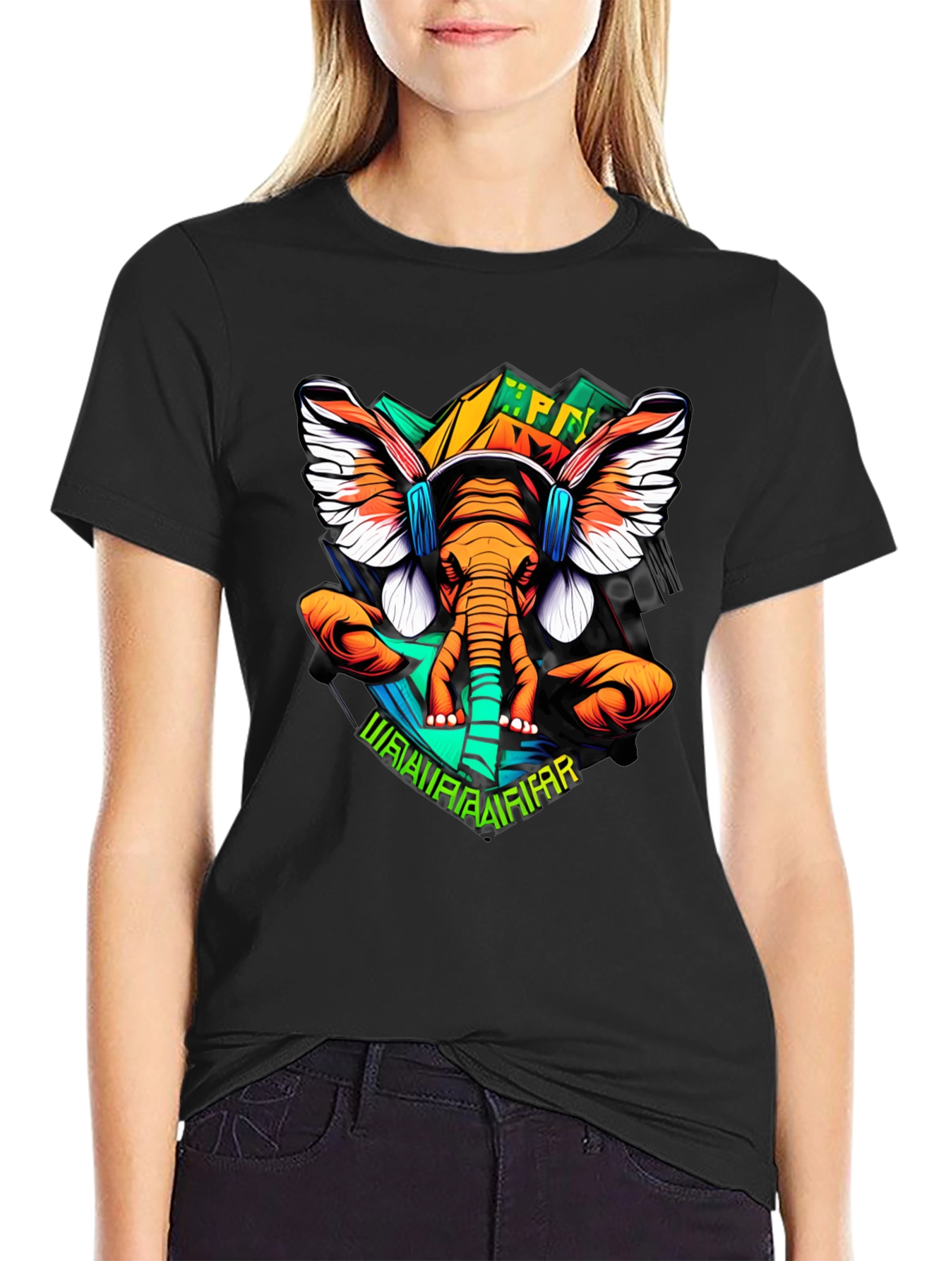 Elephant DJ Graphic Tee - Black