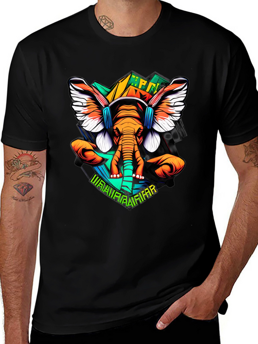 Elephant DJ Graphic Tee - Black