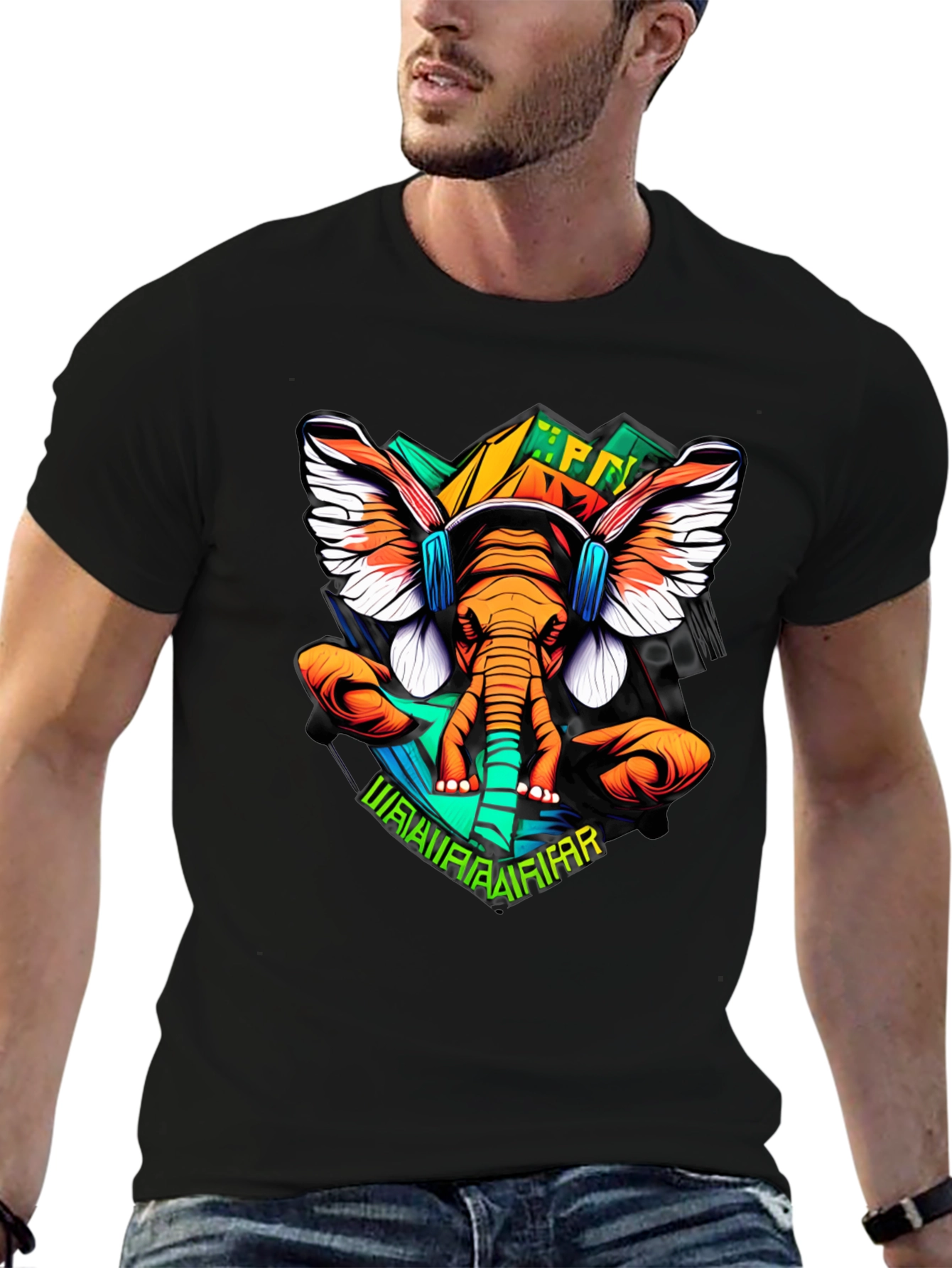 Elephant DJ Graphic Tee - Black