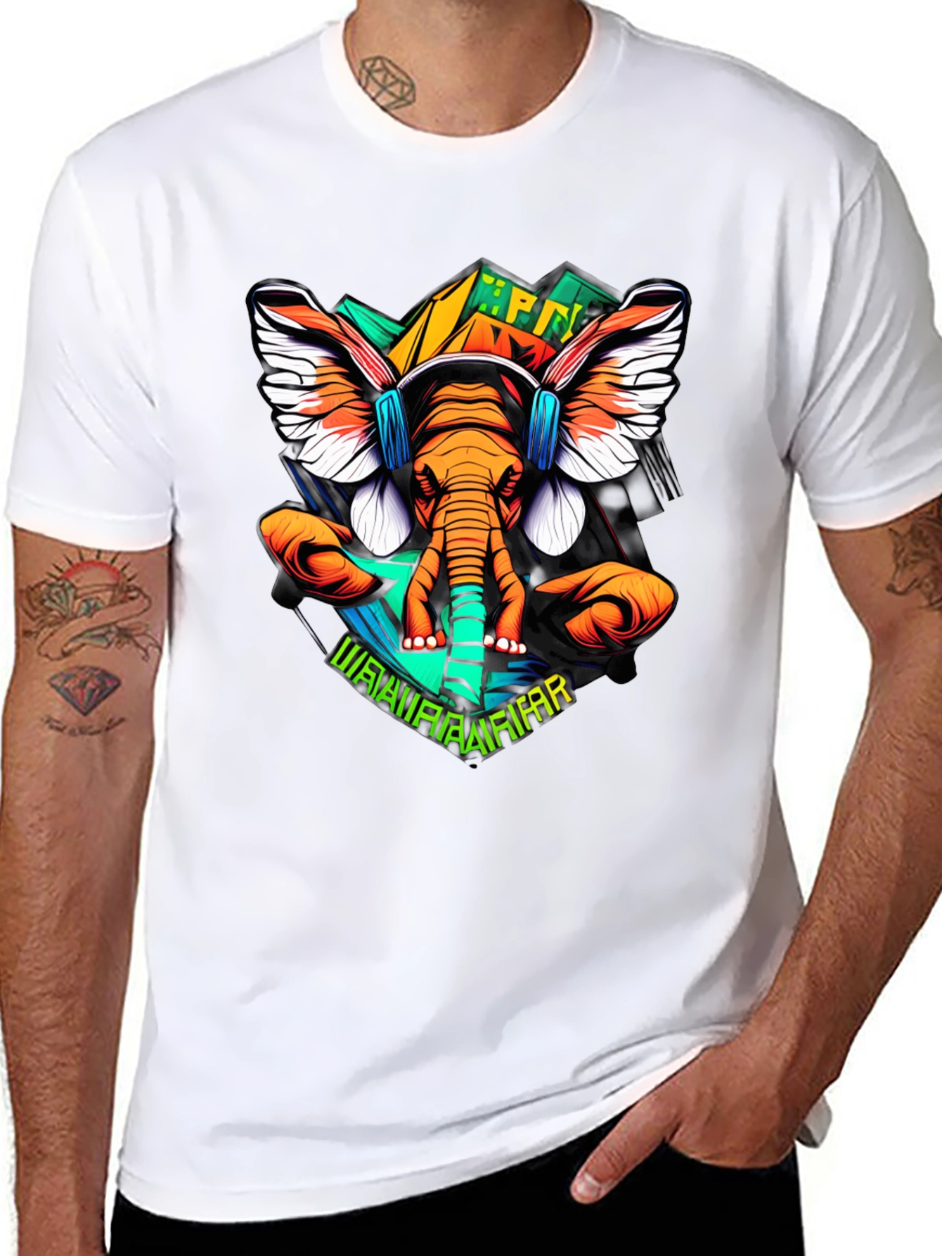 Elephant DJ Graphic Tee - Black