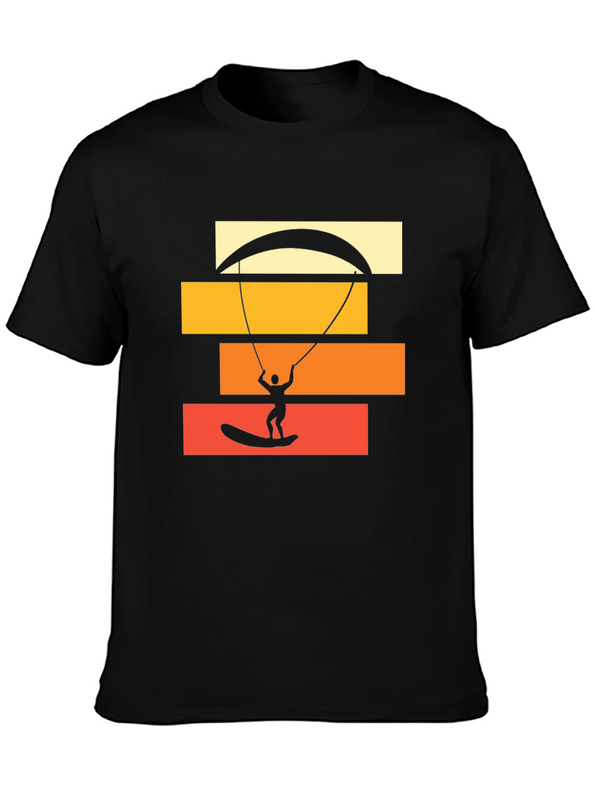 Kite Surfing Graphic Tee - Black Cotton T-Shirt