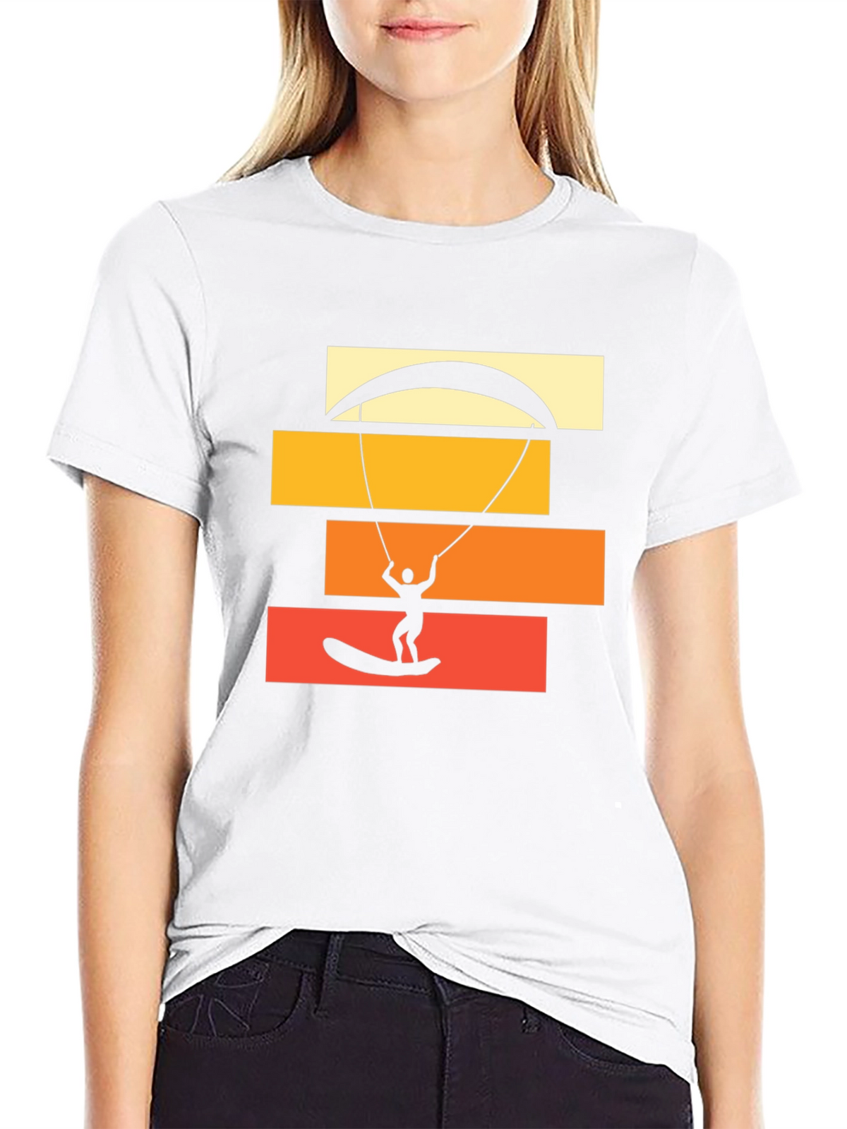 Kite Surfing Graphic Tee - Black Cotton T-Shirt