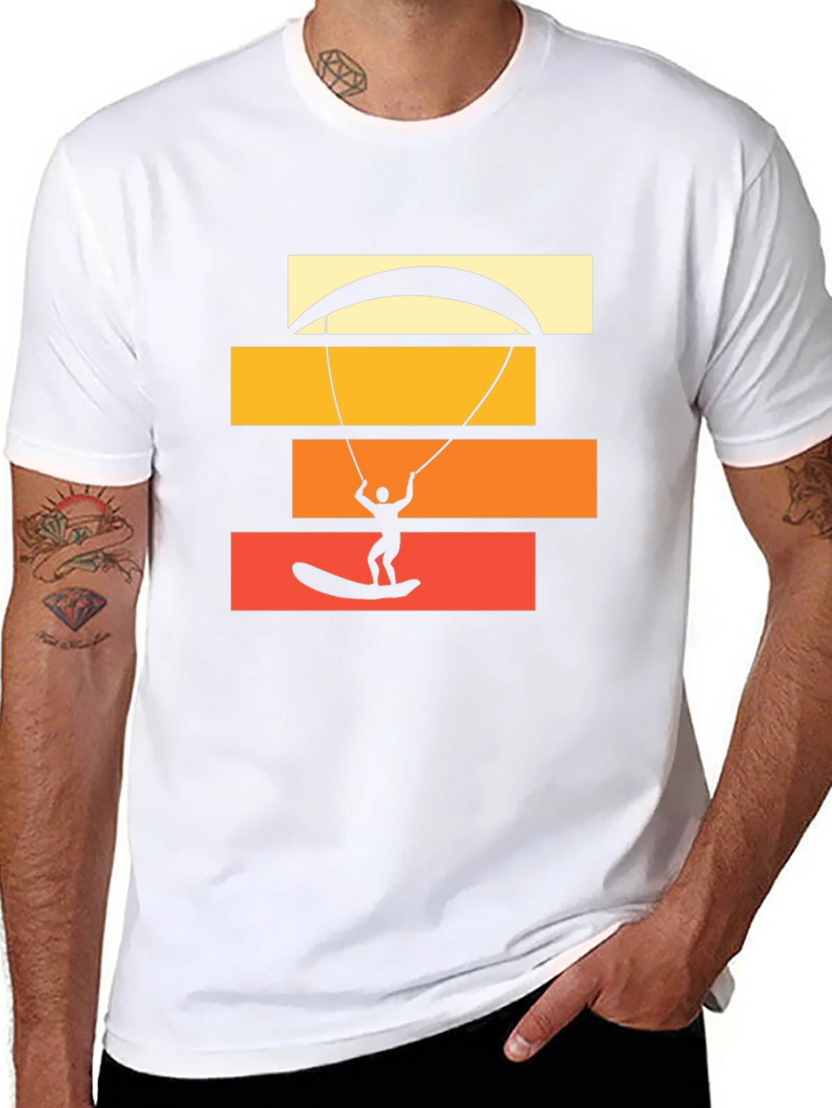 Kite Surfing Graphic Tee - Black Cotton T-Shirt