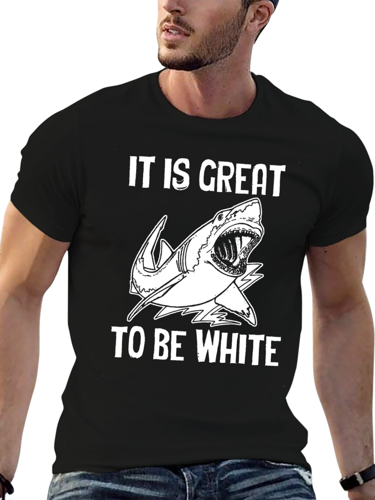 It Is Great to Be White Shark Graphic Tee