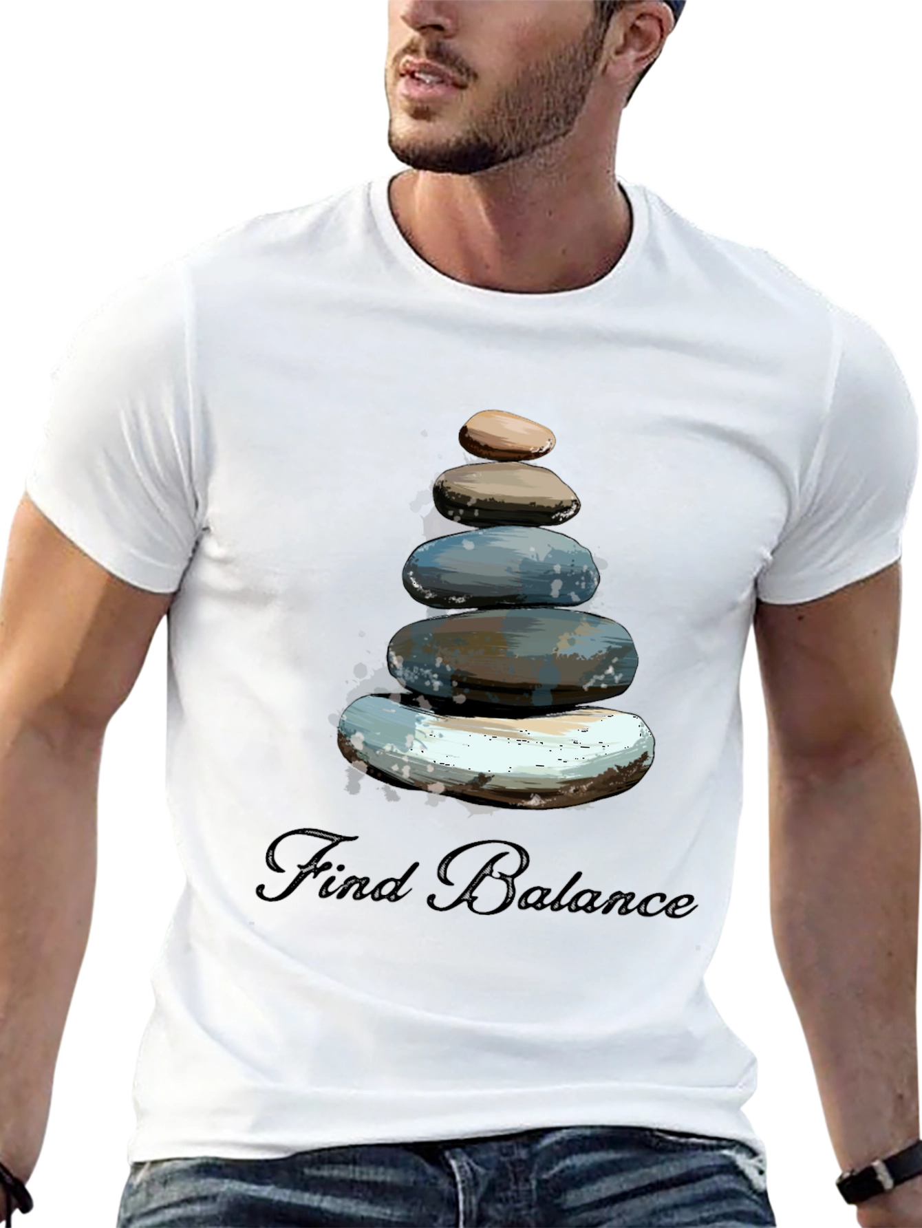 Zen Stones Graphic Tee - Find Balance T-Shirt