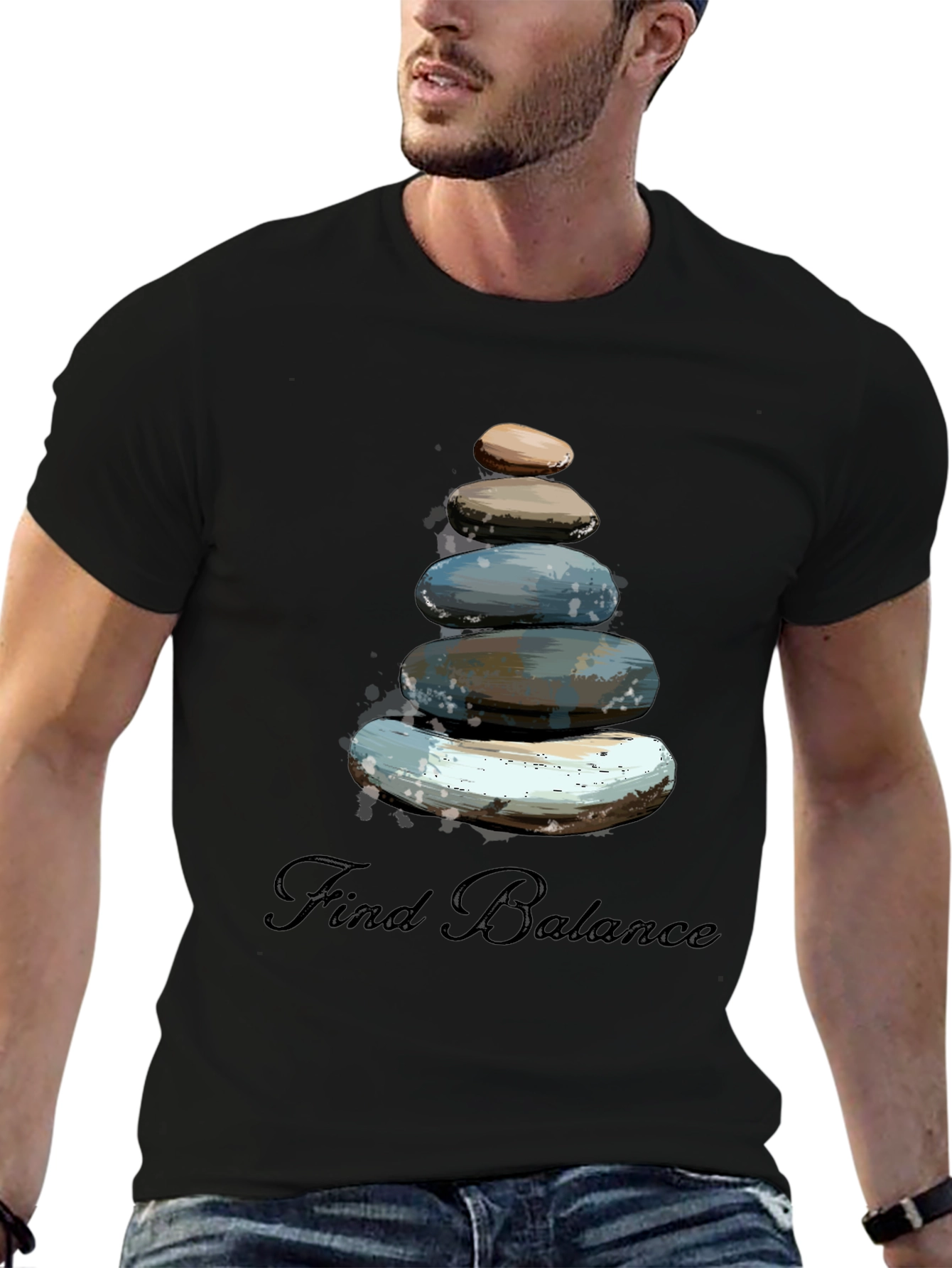Zen Stones Graphic Tee - Find Balance T-Shirt