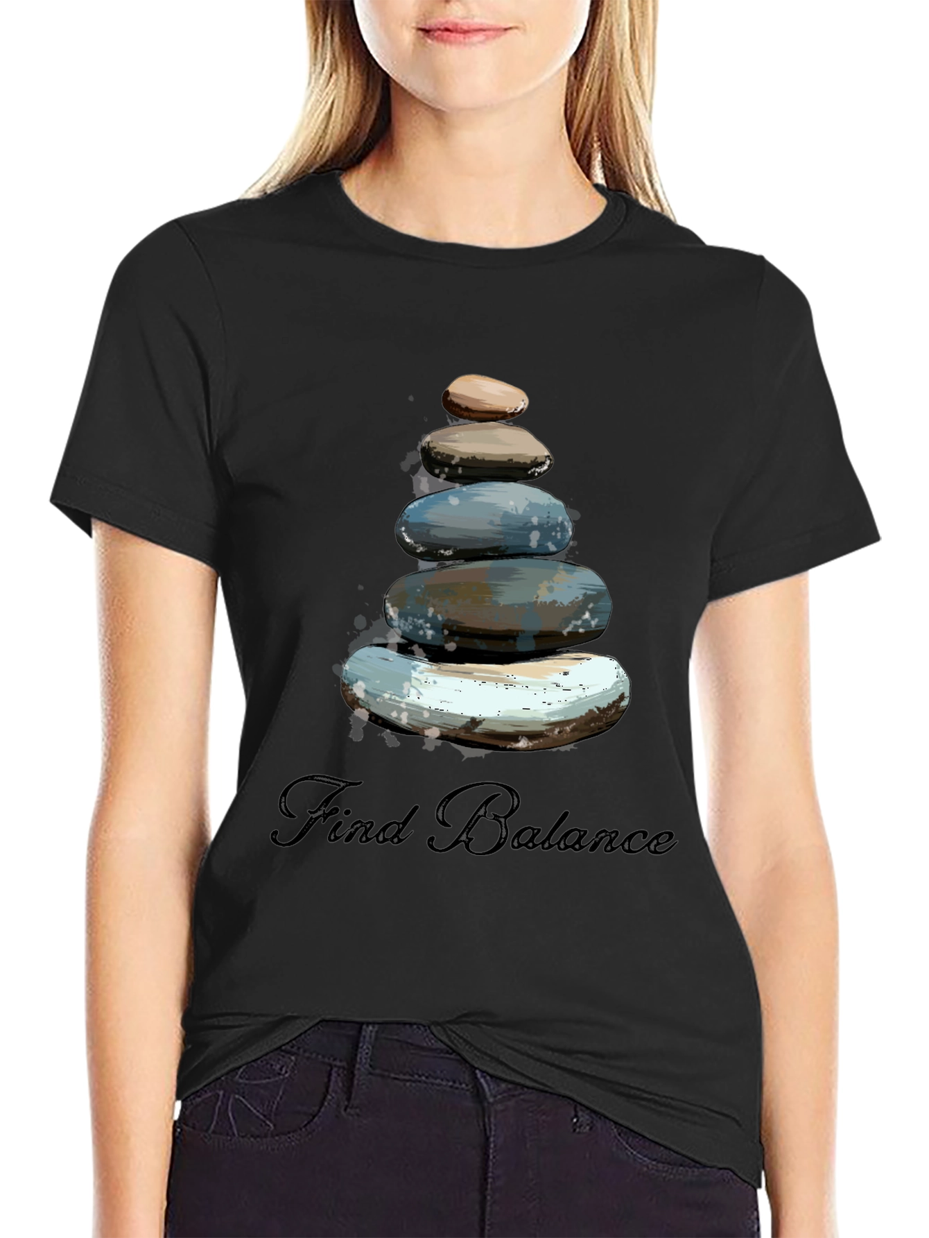 Zen Stones Graphic Tee - Find Balance T-Shirt
