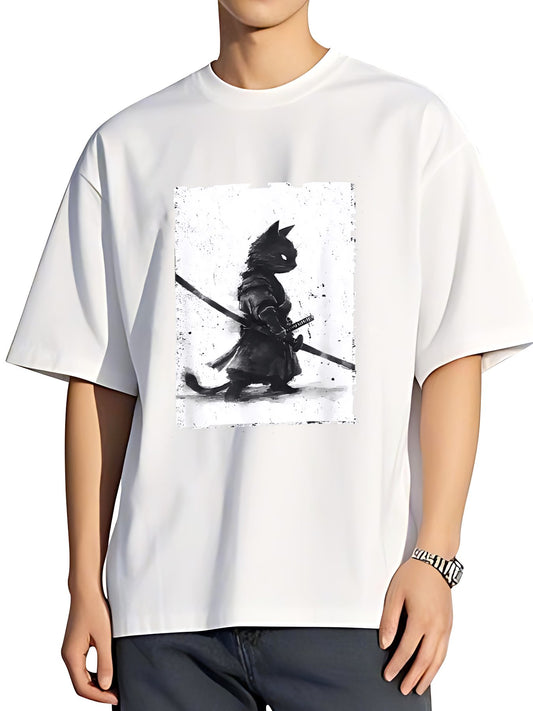 T-shirt Tokyo-tiger-retro-cat-samurai-japanese-washed-t-shirt