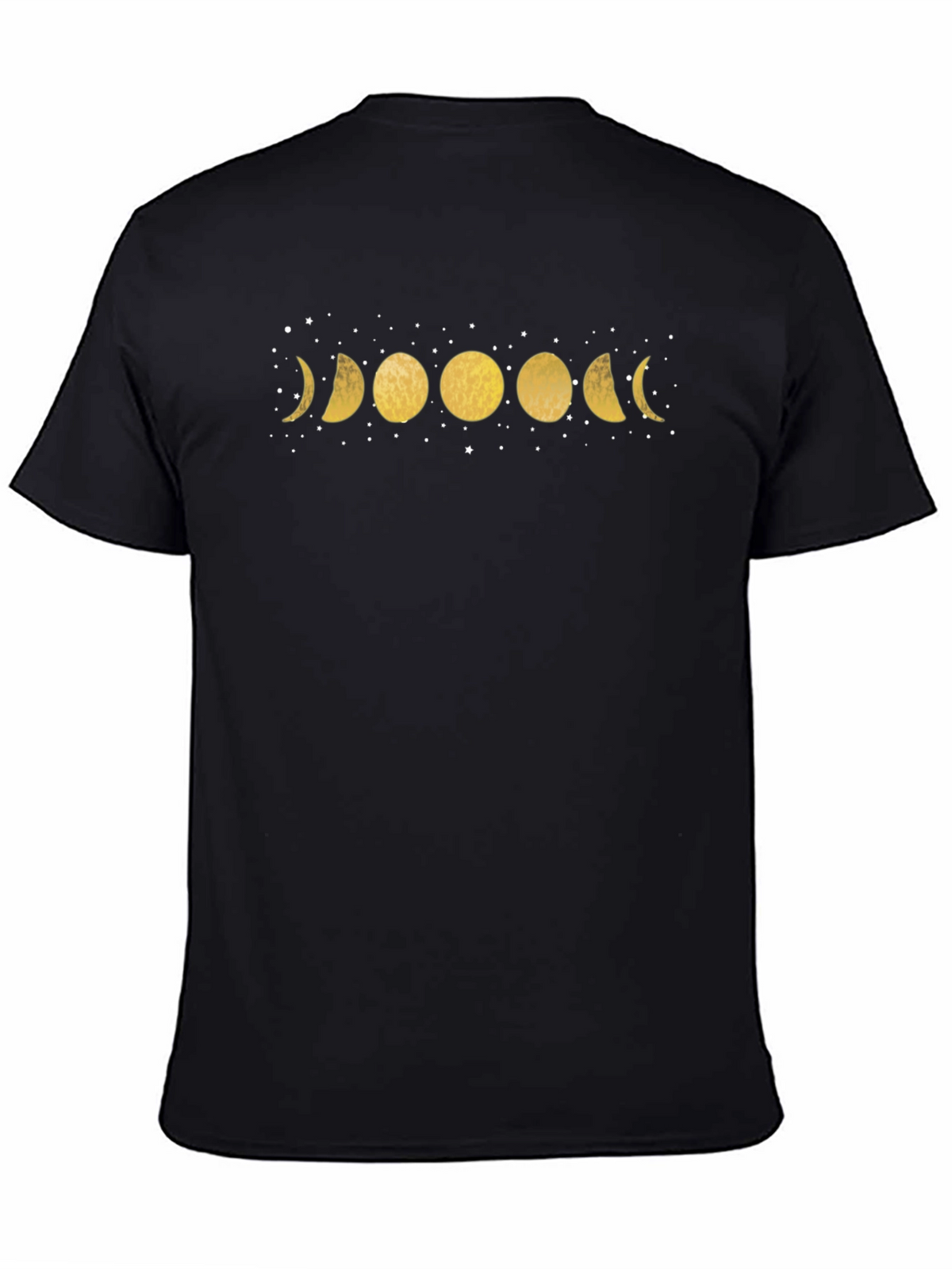 Lunar Phase Graphic Tee - Black Cotton T-Shirt