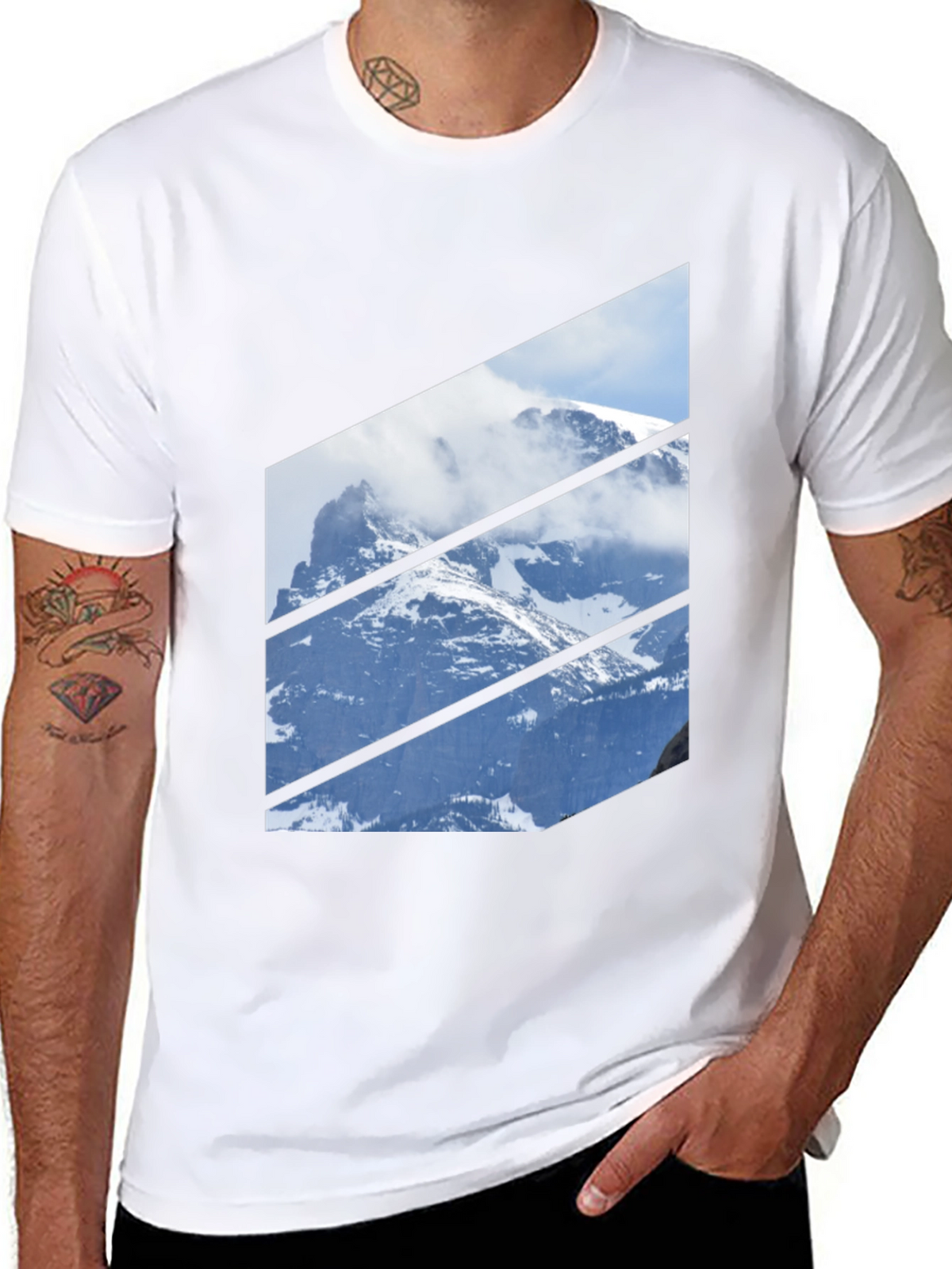 Mountainscape Graphic Tee - Black Crew Neck
