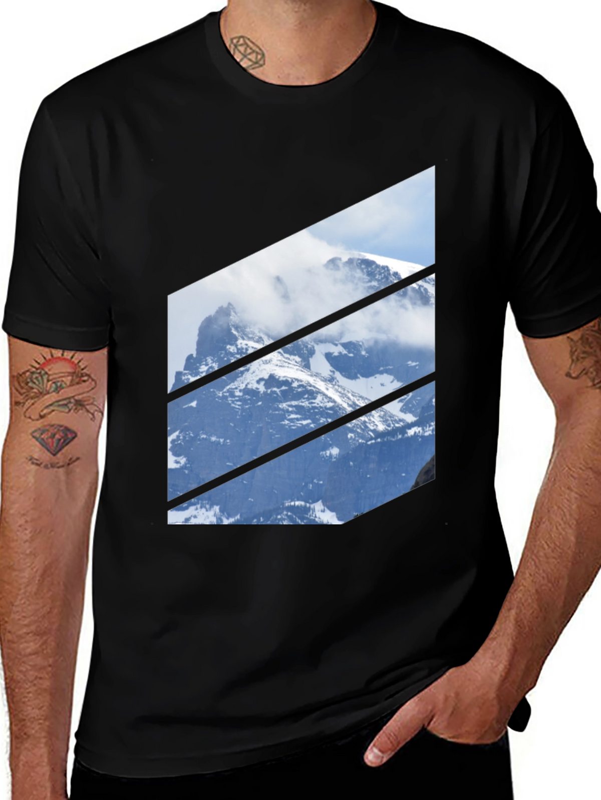 Mountainscape Graphic Tee - Black Crew Neck
