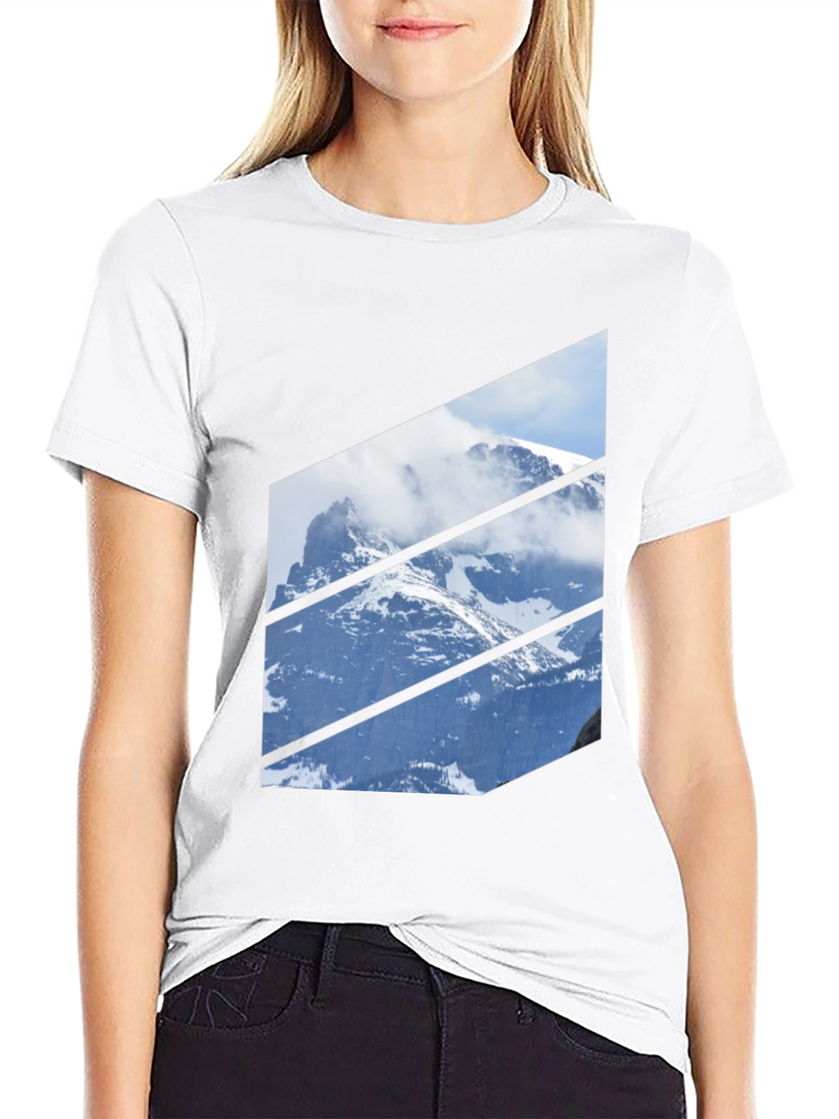 Mountainscape Graphic Tee - Black Crew Neck