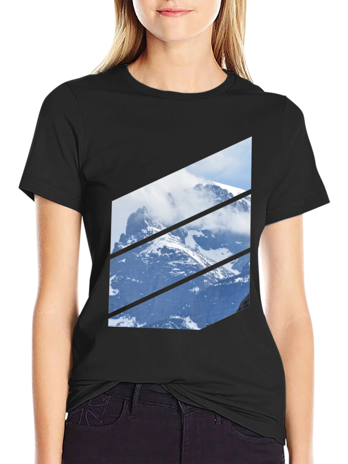 Mountainscape Graphic Tee - Black Crew Neck