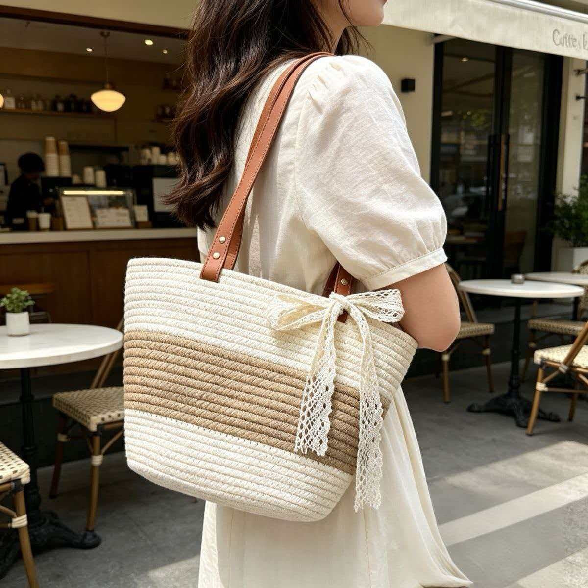 Versatile Shoulder Straw Bag: Large Capacity, Ideal for Beach Trips