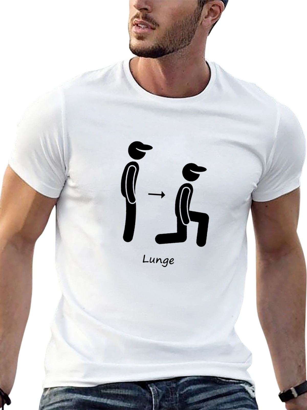 Mens Black Lunge Exercise Graphic T-Shirt