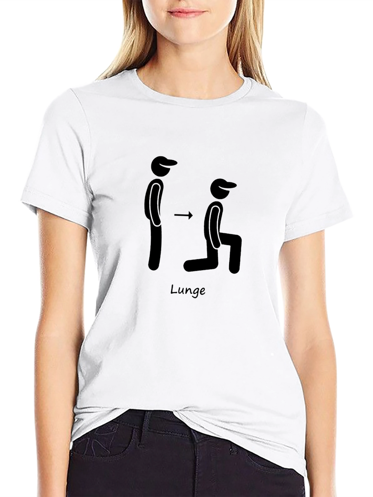 Mens Black Lunge Exercise Graphic T-Shirt