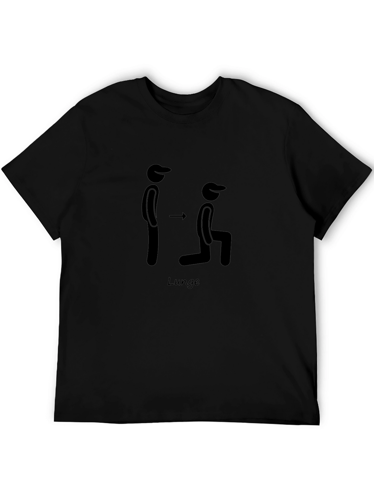 Mens Black Lunge Exercise Graphic T-Shirt