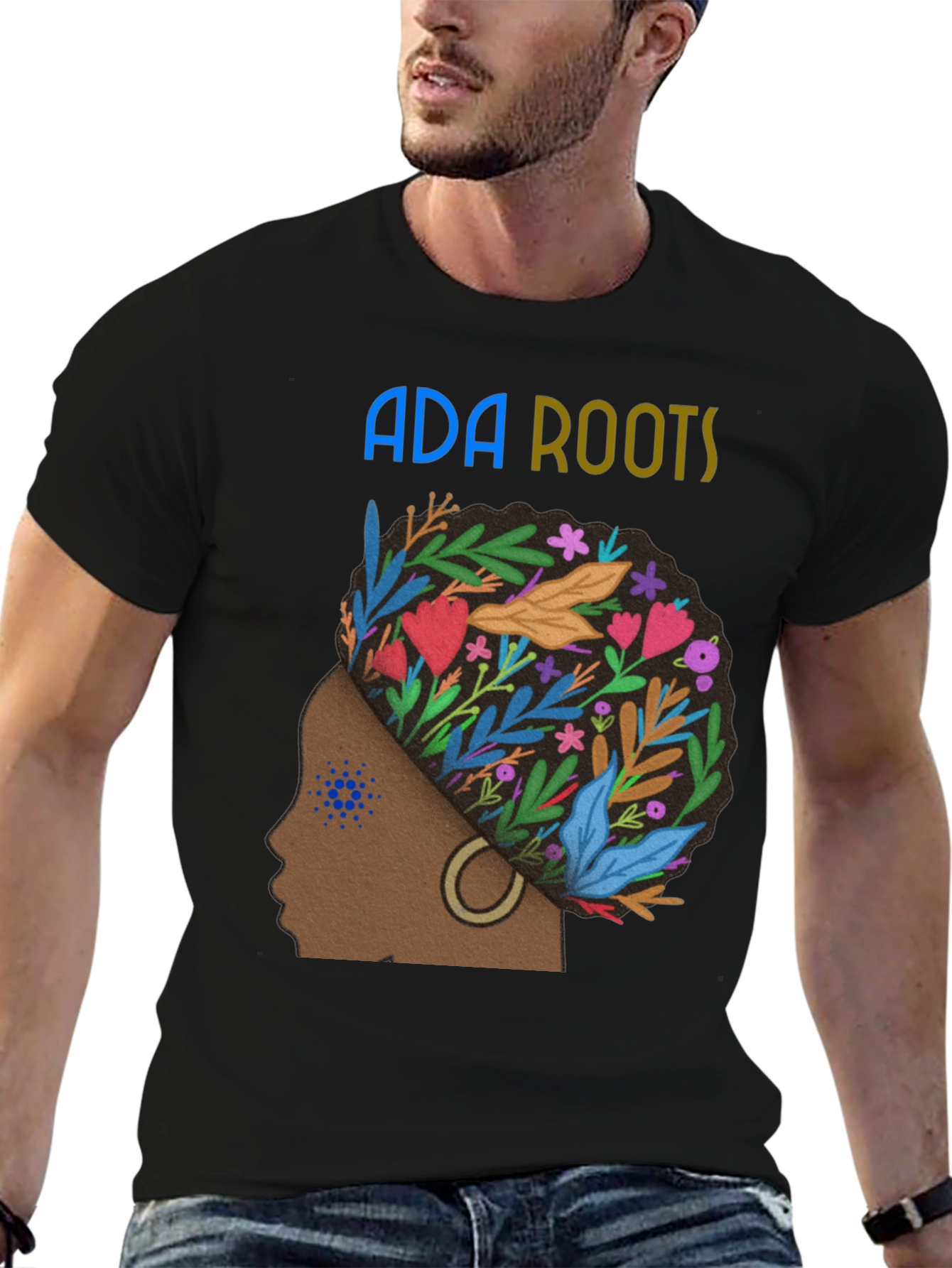 ADA Roots T-Shirt - Stylish Floral Afro Design