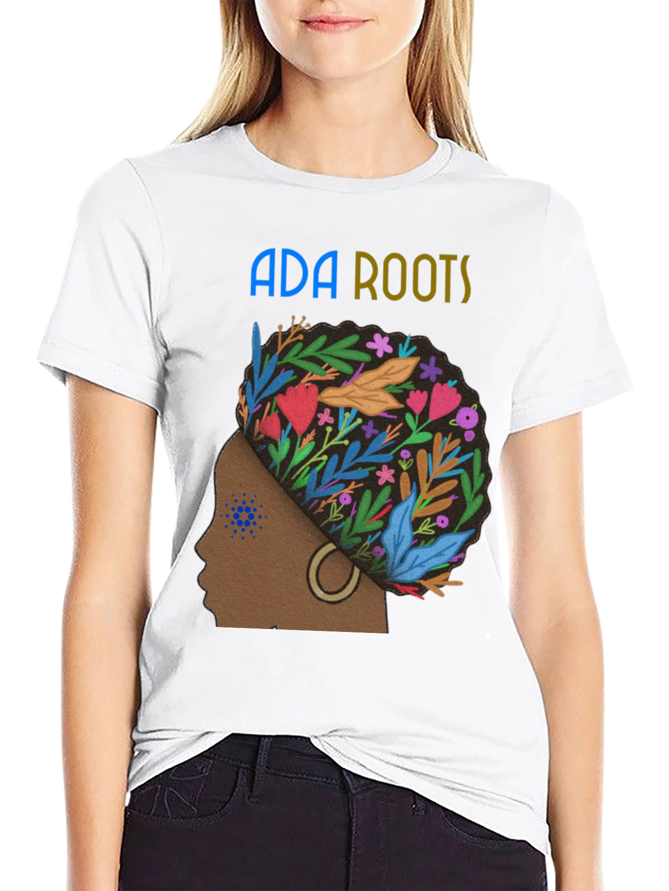 ADA Roots T-Shirt - Stylish Floral Afro Design