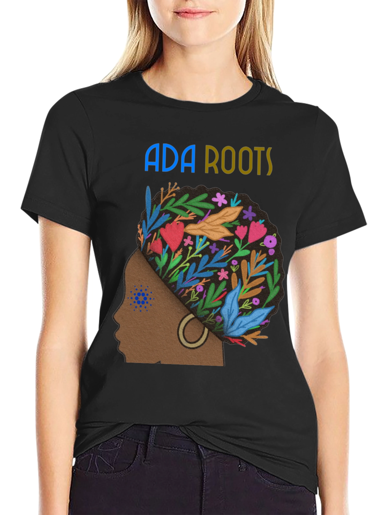 ADA Roots T-Shirt - Stylish Floral Afro Design