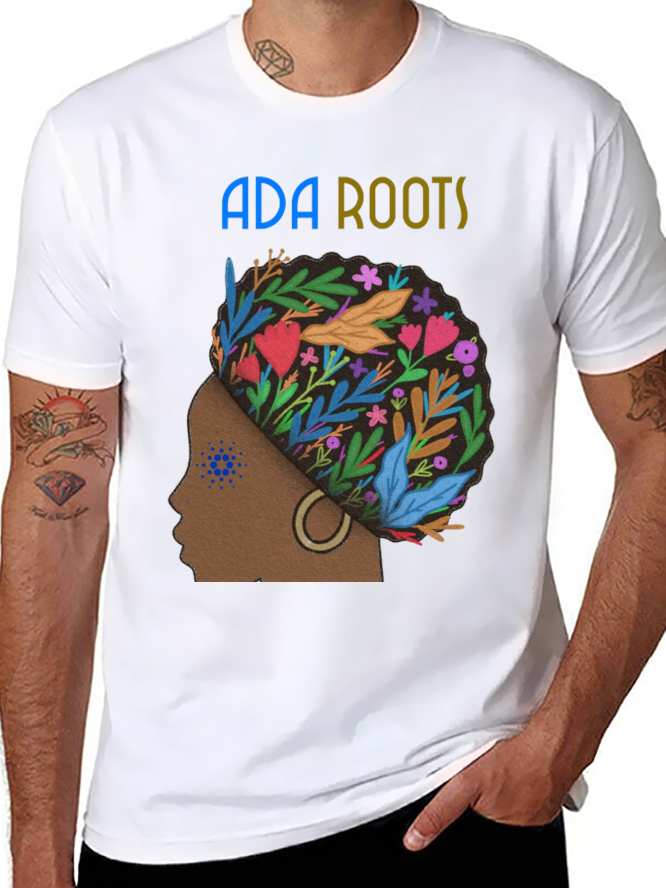 ADA Roots T-Shirt - Stylish Floral Afro Design