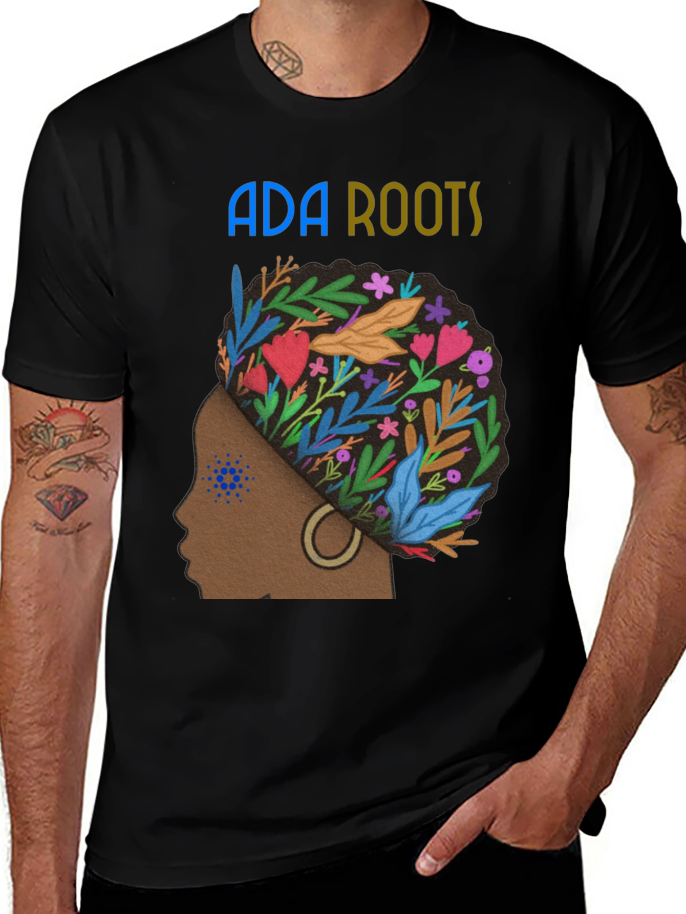 ADA Roots T-Shirt - Stylish Floral Afro Design