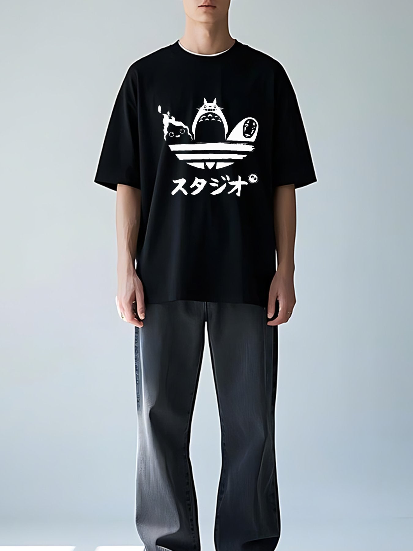 T-shirt Spirited Away No Face Kaonashi Ghibli Anime Vintage Wash Japanese Design T-Shirt