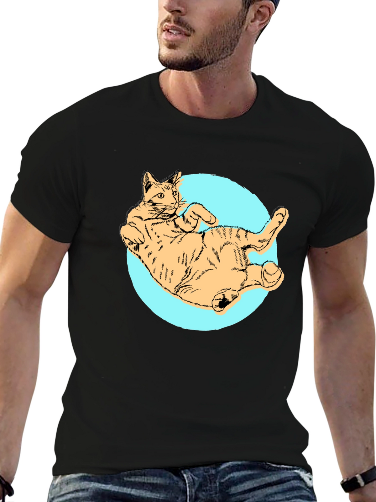 Cat Graphic Tee - Mens Black T-Shirt