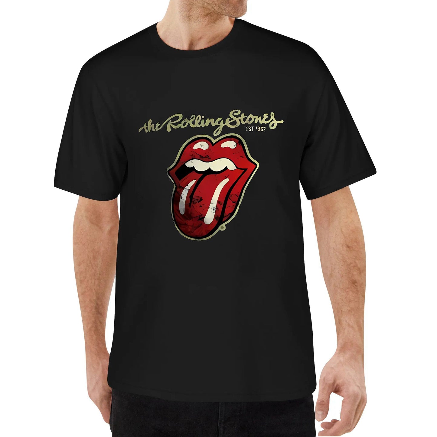 The Rolling Stones Distressed Tongue T-shirt Cotton Personalize Tshirt Original Design for Men Women Black White Blue Red Tops Tee Clothing Customize Gifts