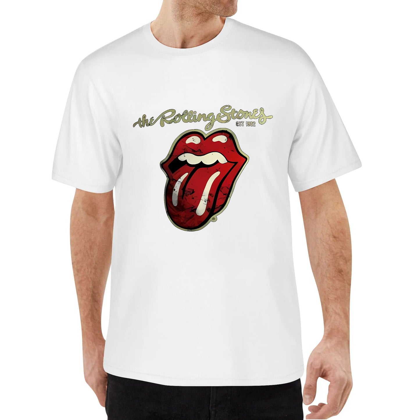 The Rolling Stones Distressed Tongue T-shirt Cotton Personalize Tshirt Original Design for Men Women Black White Blue Red Tops Tee Clothing Customize Gifts