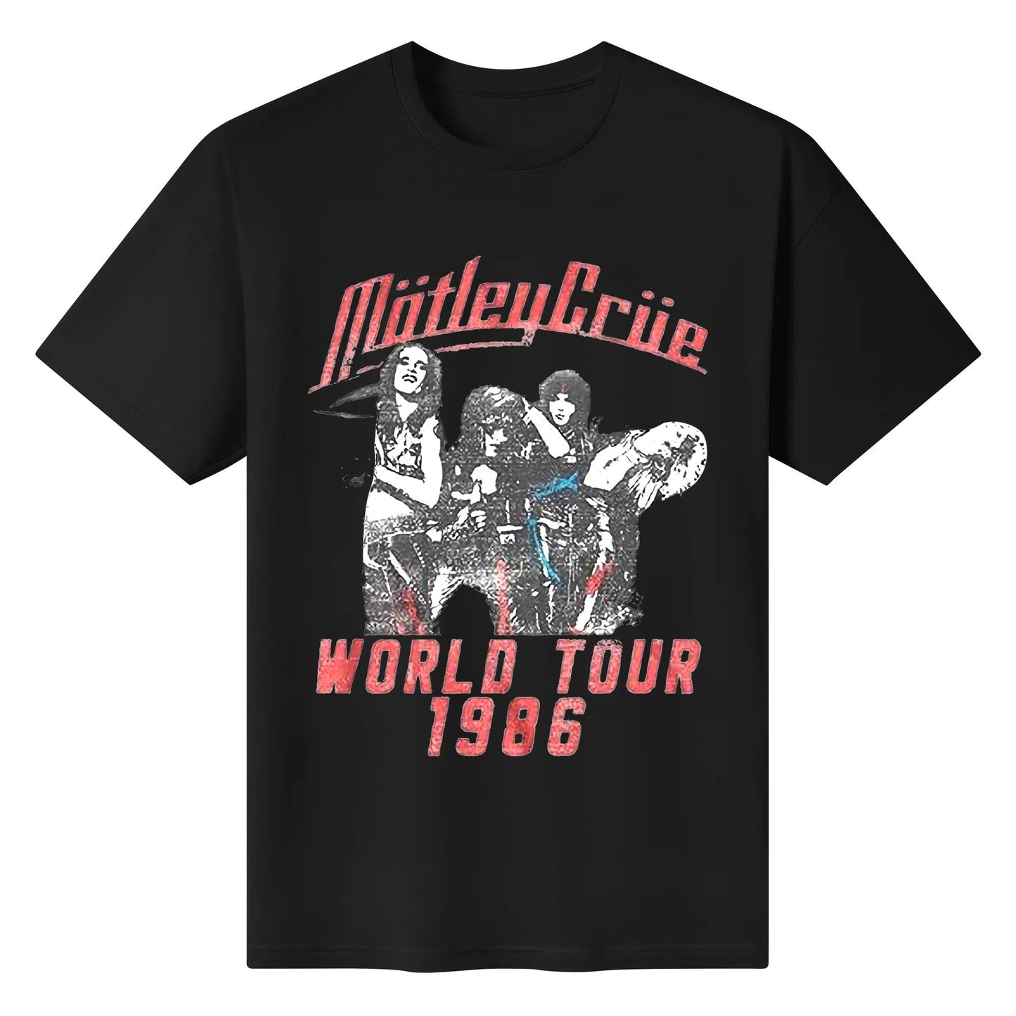 Motley Crue 1981 American Heavy Metal Rock Band World Tour White Adult T-Shirt Cotton Original Design Tshirt for Men Women Black White Blue Red Commemorative Tops Tee Clothing Customize Gifts