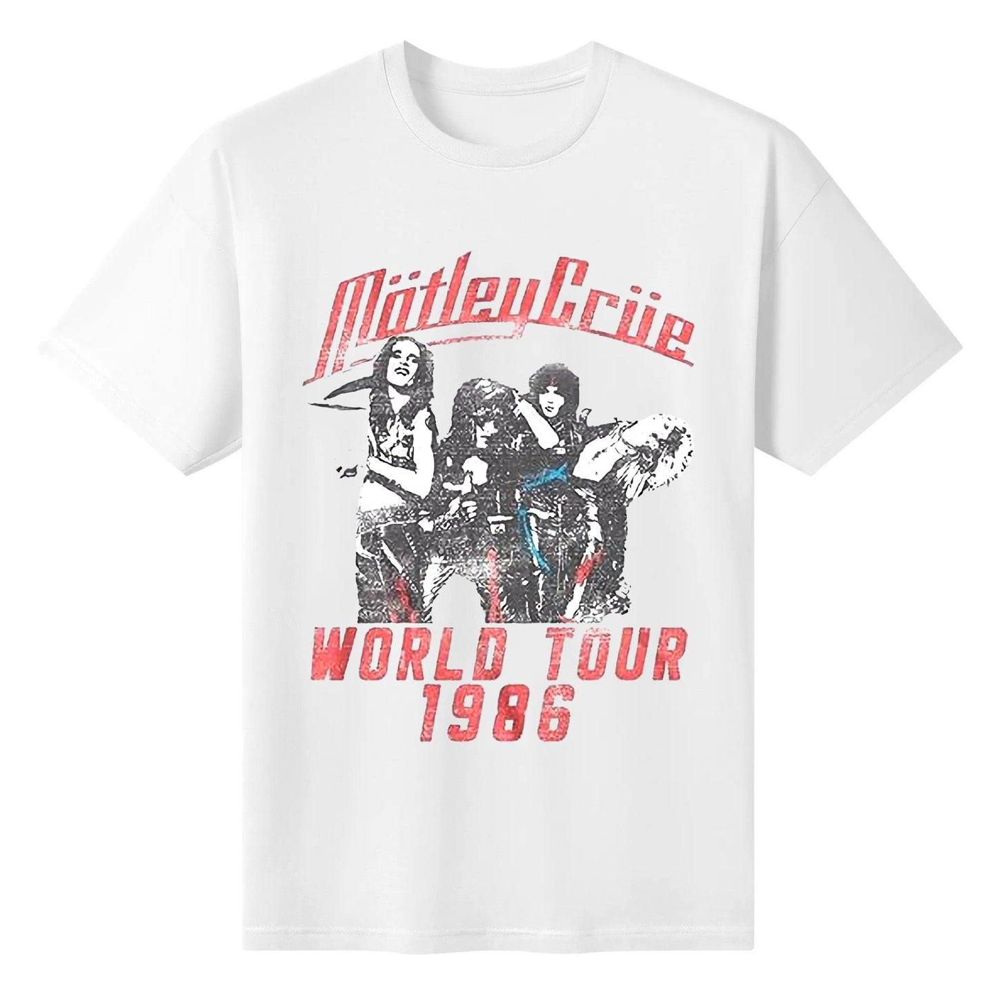 Motley Crue 1981 American Heavy Metal Rock Band World Tour White Adult T-Shirt Cotton Original Design Tshirt for Men Women Black White Blue Red Commemorative Tops Tee Clothing Customize Gifts