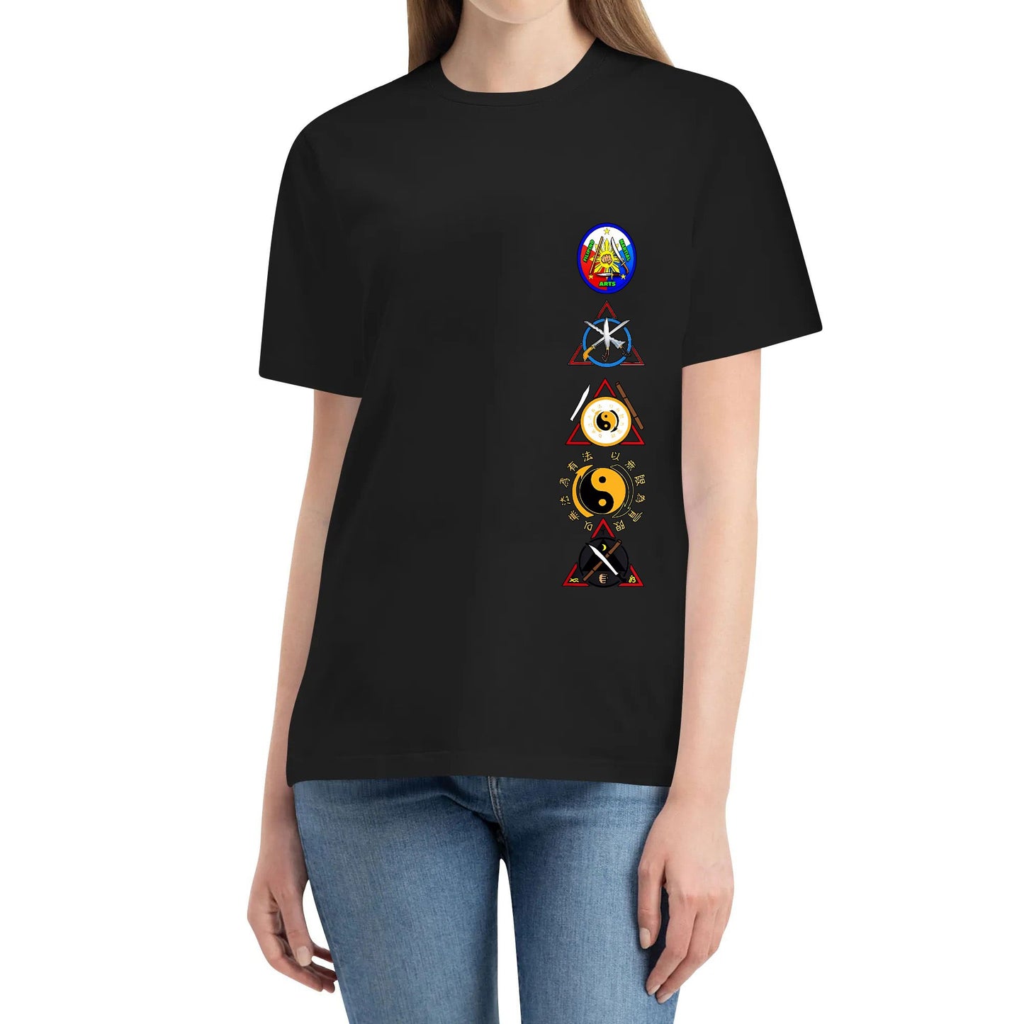 kali escrima arnis jkd blade logos T-Shirt Cotton Tshirt Short Sleeve Printed Round Neck Top Tees Shirts for Man Woman Unisex Adult Summer Ladies