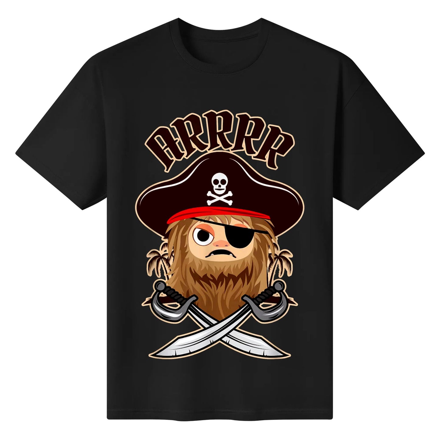 ARRRR Funny Pirate Captain Cross Swords Gift T-Shirt Cotton T shirts Short Sleeve Printed Crew Neck Top Tees Shirt for Man Women Unisex Adult Summer Ladies