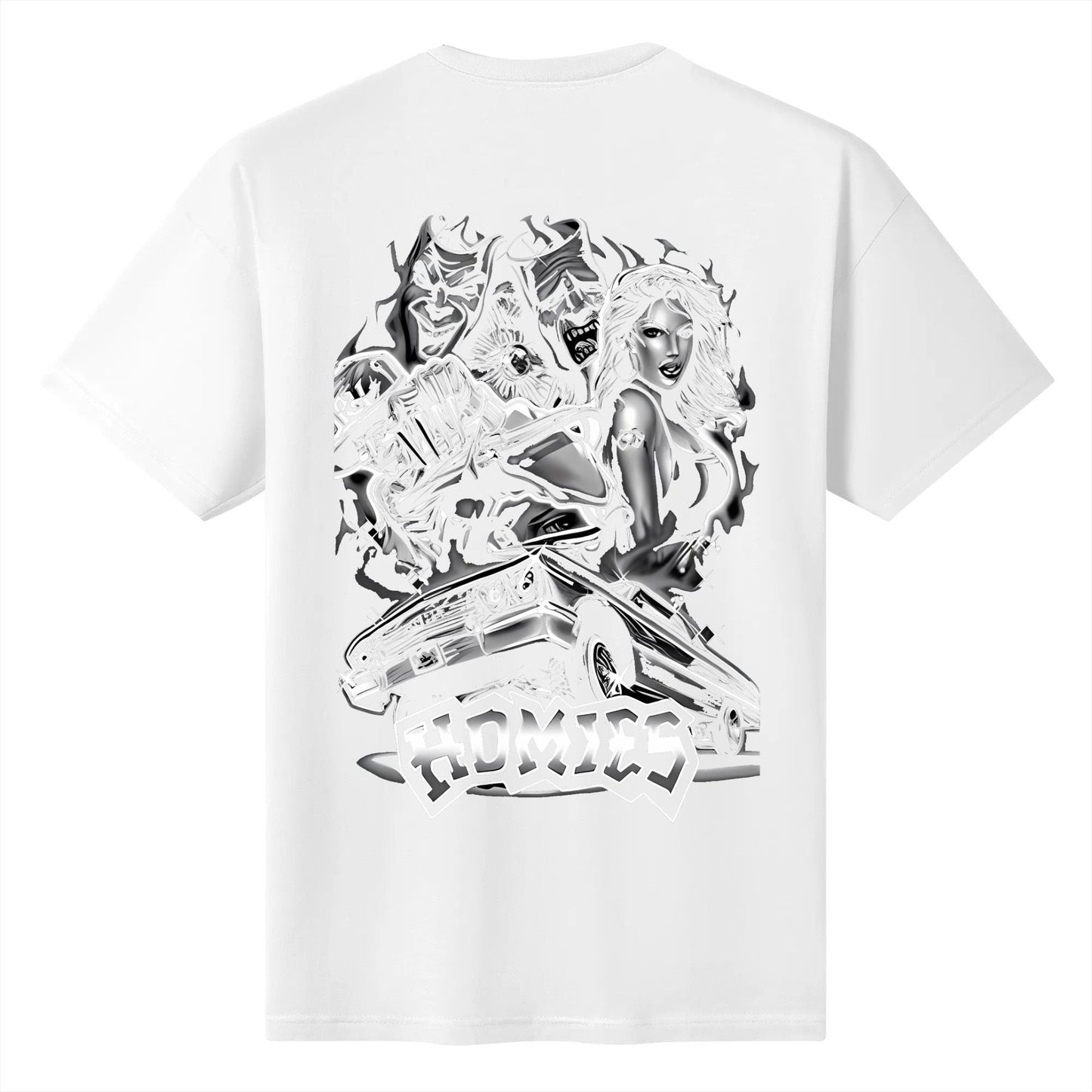 Homies Design Tshirt Cotton Round Neck Unisex Versatile Top T-Shirt for All Seasons