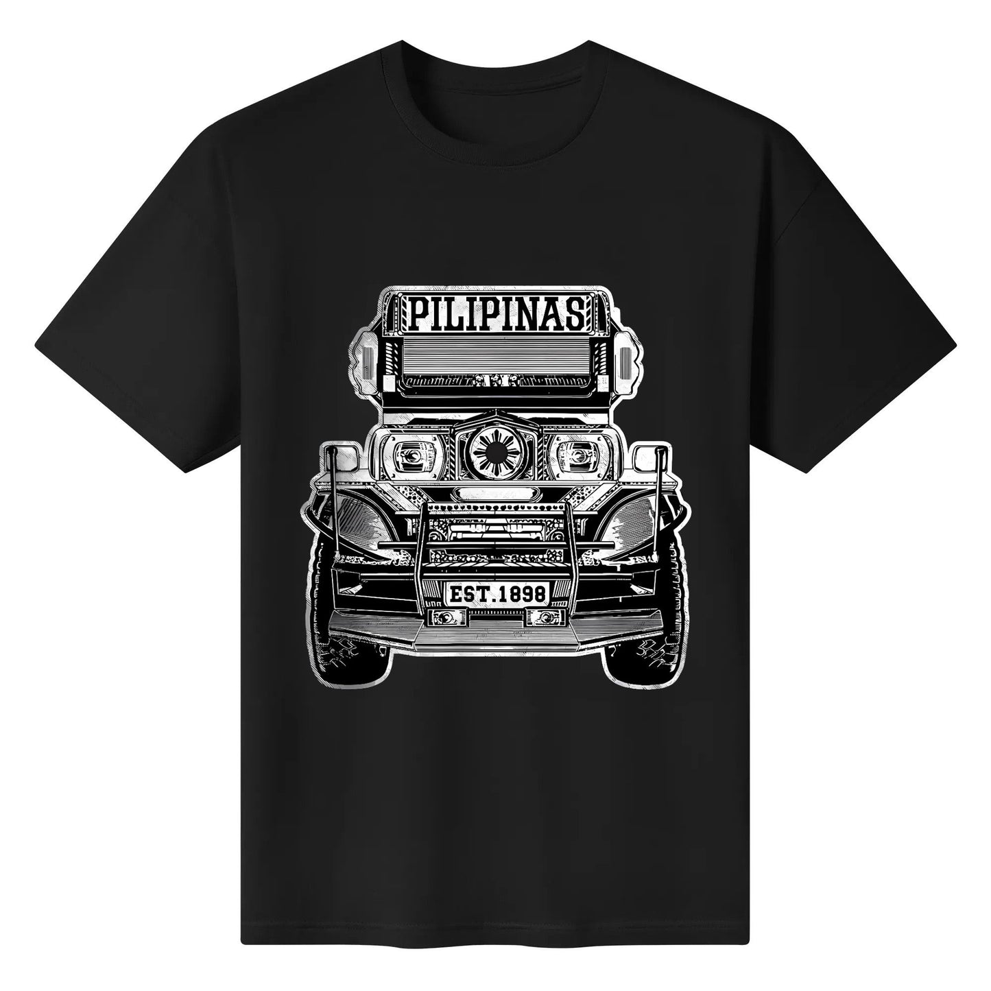 Pinoy Philippines Jeepney Filipino Shirt Cotton T-shirts Short Sleeve Printed Round Neck Top Tee Shirt for Men Women Unisex Adult Summer Ladies