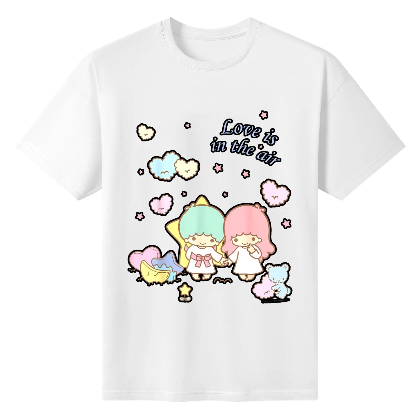 Little Twin Stars Love is in the Air Valentine Tee Shirt Cotton Tshirt Black White Tops Customize Gifts