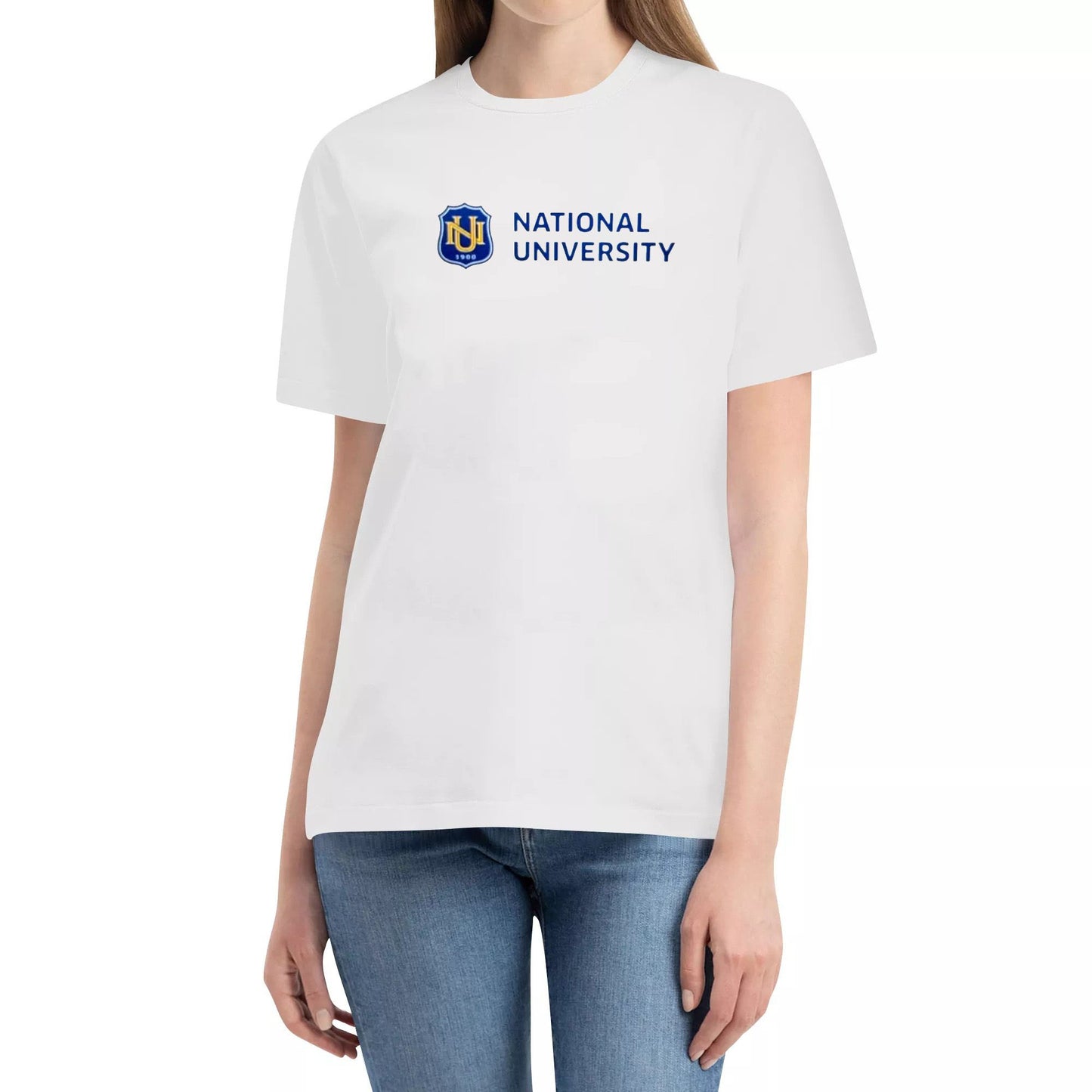 National University Cotton Tee White Tops Customized Tshirt