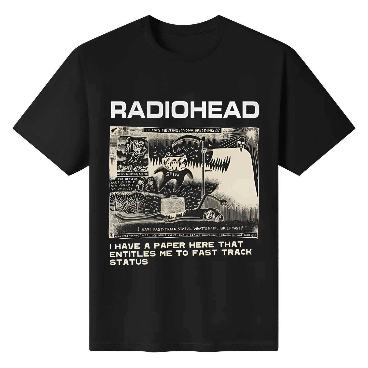 Radiohead T Shirt Men Fashion Summer Cotton T-shirts Hip Hop Tops Arctic Monkeys Tees Women Tops Rock Camisetas Hombre Cool Rock Band T-Shirt Menswear Lingerie Human Streetwear Casual Tropical