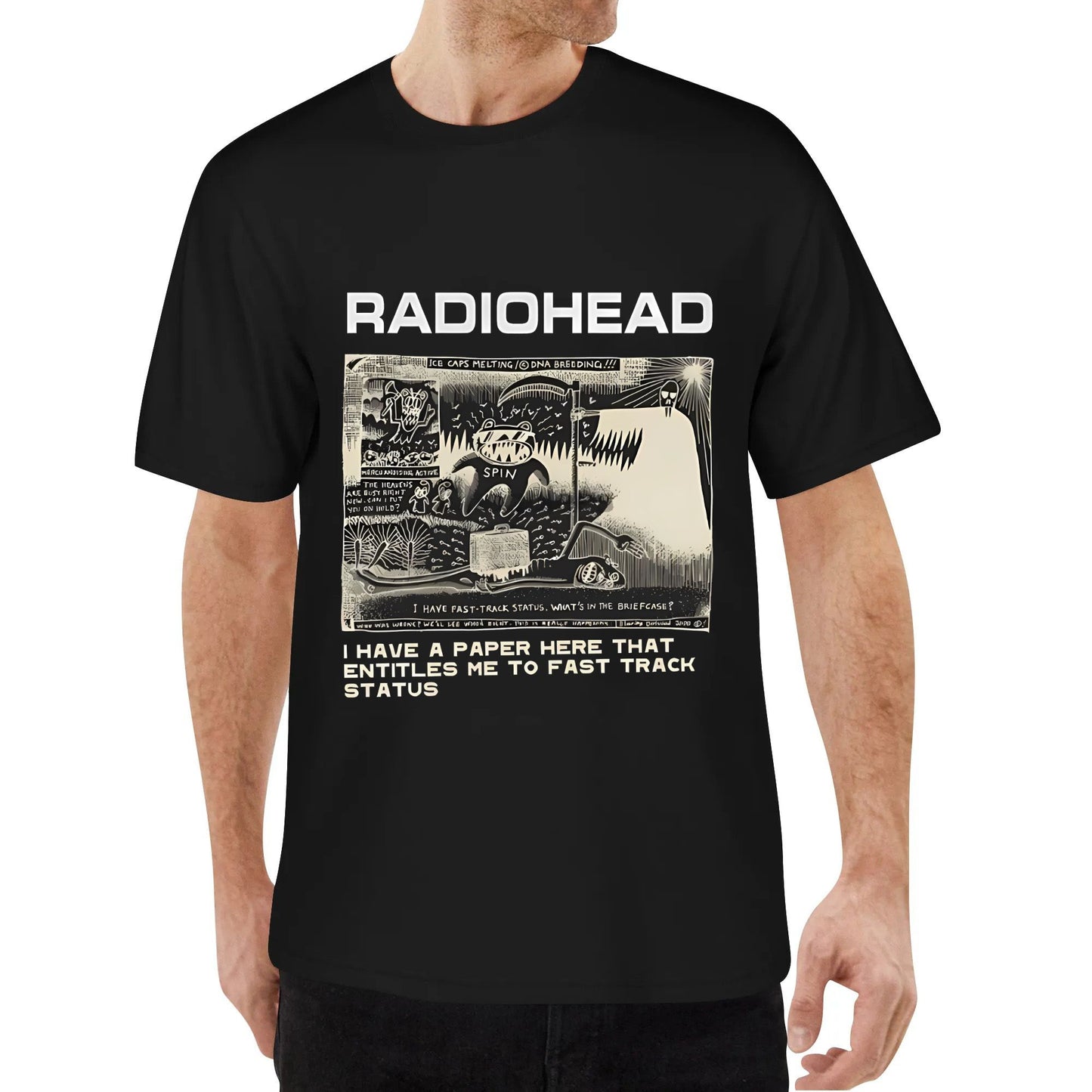 Radiohead T Shirt Men Fashion Summer Cotton T-shirts Hip Hop Tops Arctic Monkeys Tees Women Tops Rock Camisetas Hombre Cool Rock Band T-Shirt Menswear Lingerie Human Streetwear Casual Tropical