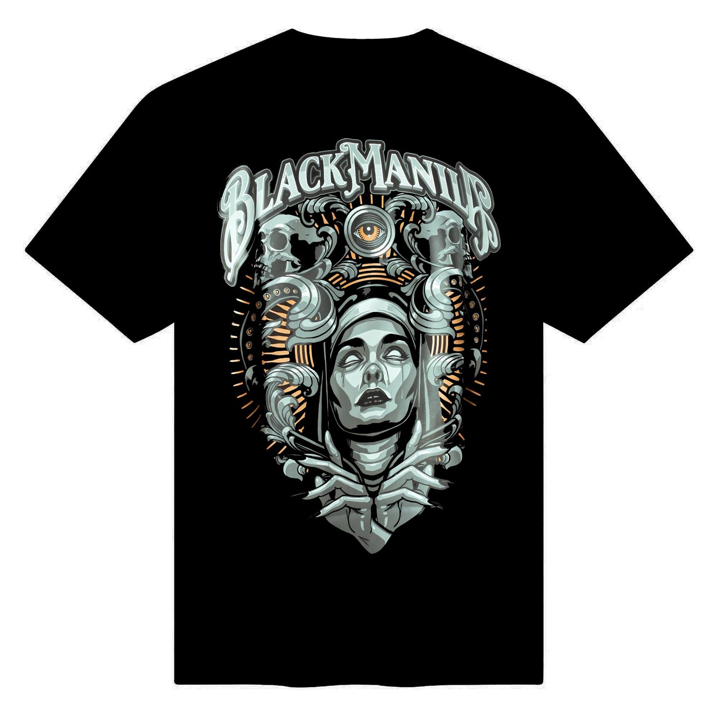 QOP QUEEN OF PAIN BLACK MANILA Cotton Crew Neck Loose T-Shirt