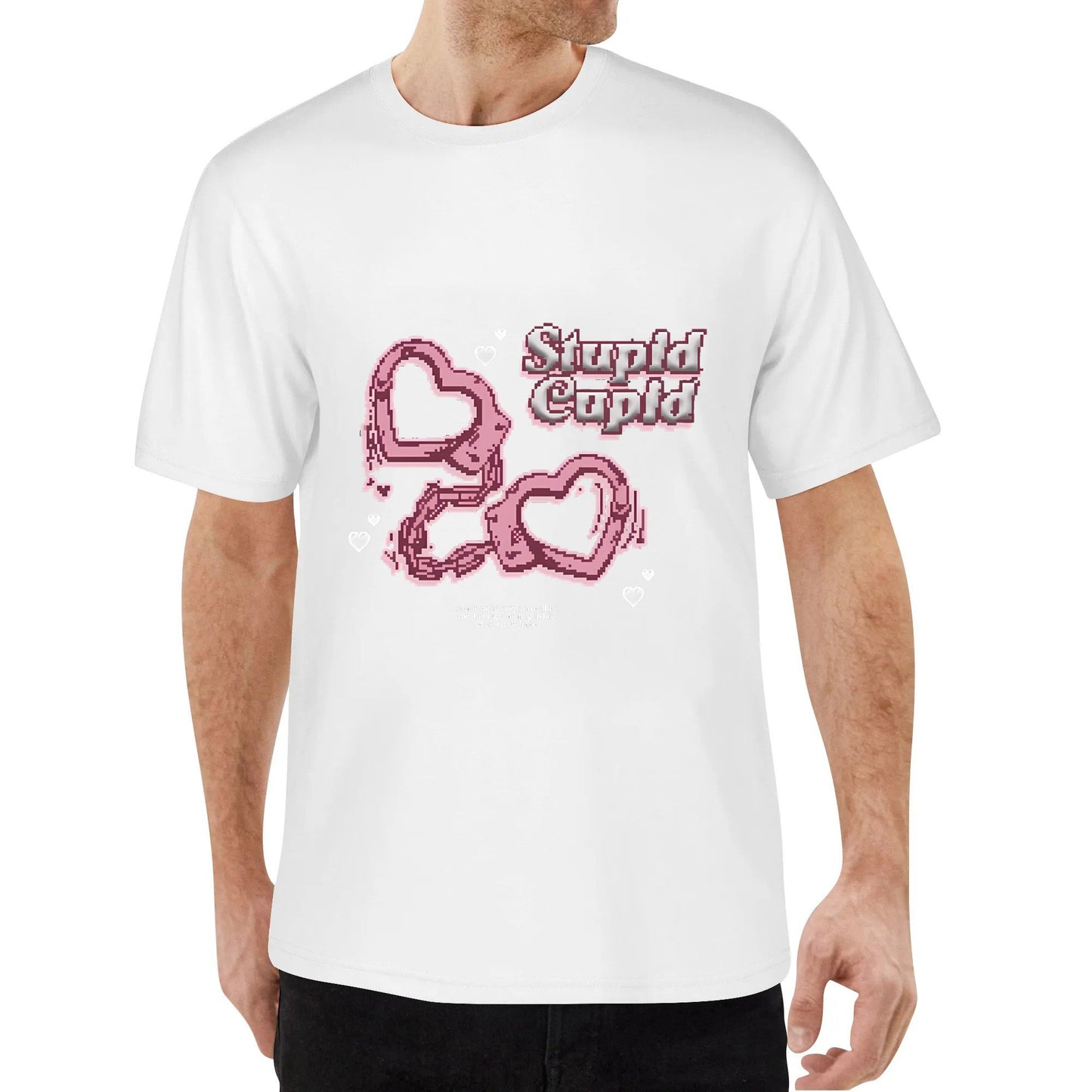 T-Shirt  Boxy Fit  Stupid Cupid  Black  Paradigm Capital Crew-neck fashion unisex T-shirt Menswear Top Kaos Baju