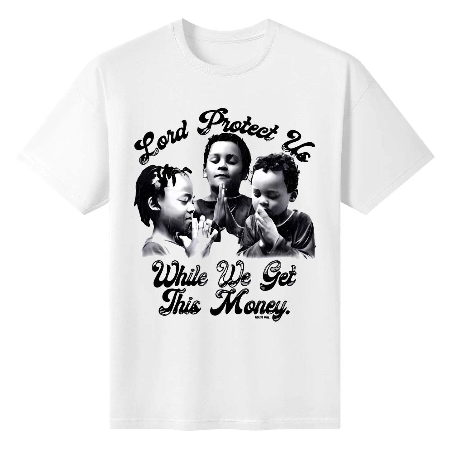 PRAISE MNL PROTECT US T-SHIRT WHITE FULL PRINT OVERSIZED PRO CLUB Casual Crewneck Cotton Man Menswear Soft Top Breathable